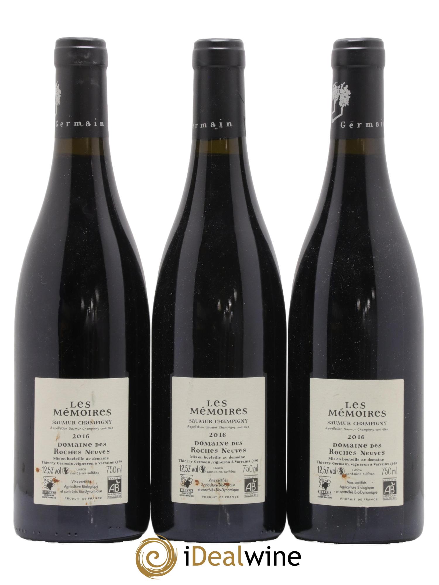 Saumur-Champigny Les Mémoires Domaine des Roches Neuves - Thierry Germain 2016 - Lot de 3 bouteilles - 1