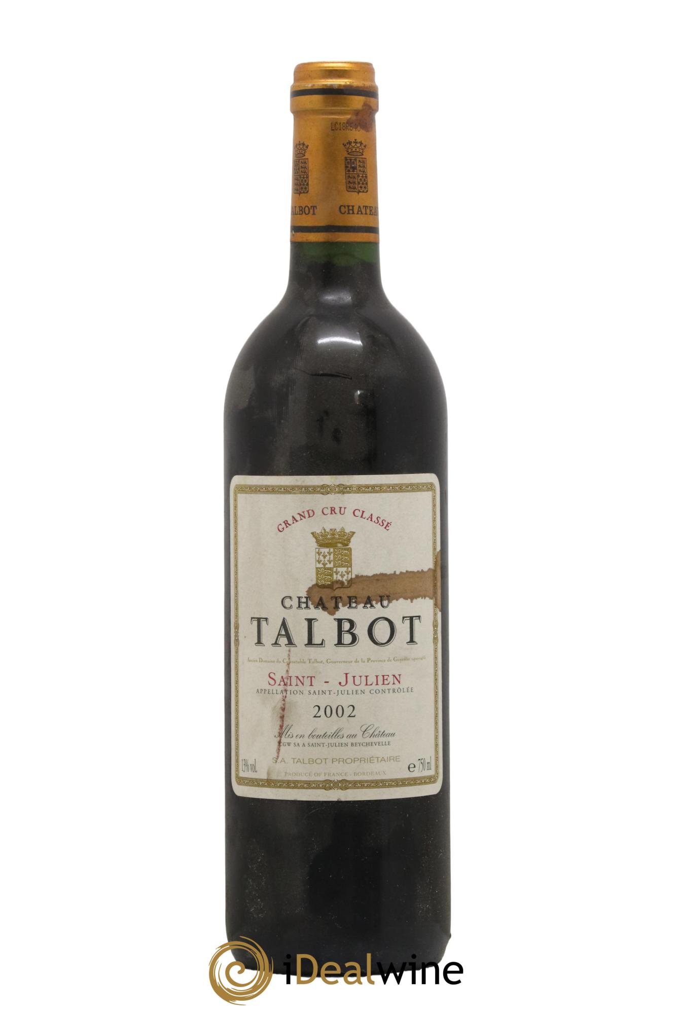 Château Talbot 4ème Grand Cru Classé 2002 - Lot de 1 bouteille - 0