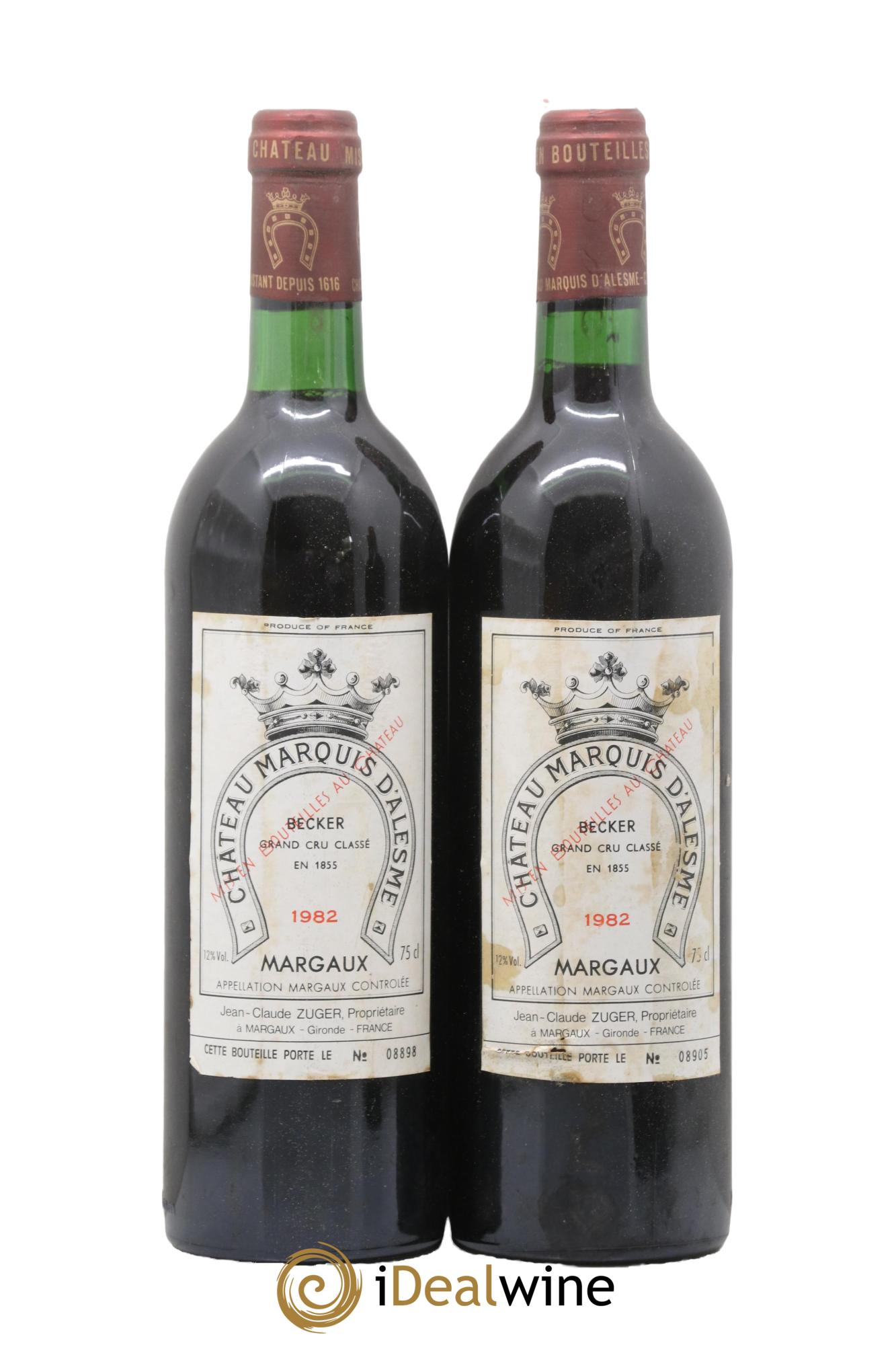 Château Marquis d'Alesme 1982 - Lot de 2 bouteilles - 0