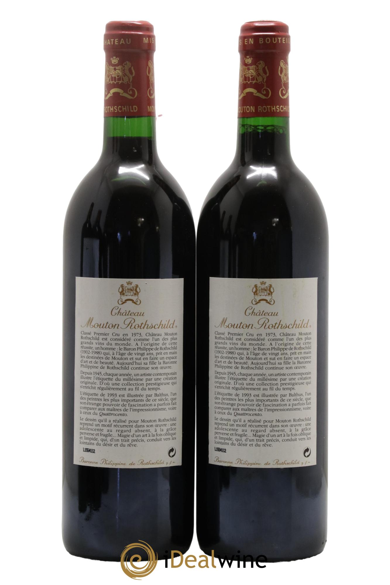 Château Mouton Rothschild 1er Grand Cru Classé 1993 - Lot of 2 bottles - 1
