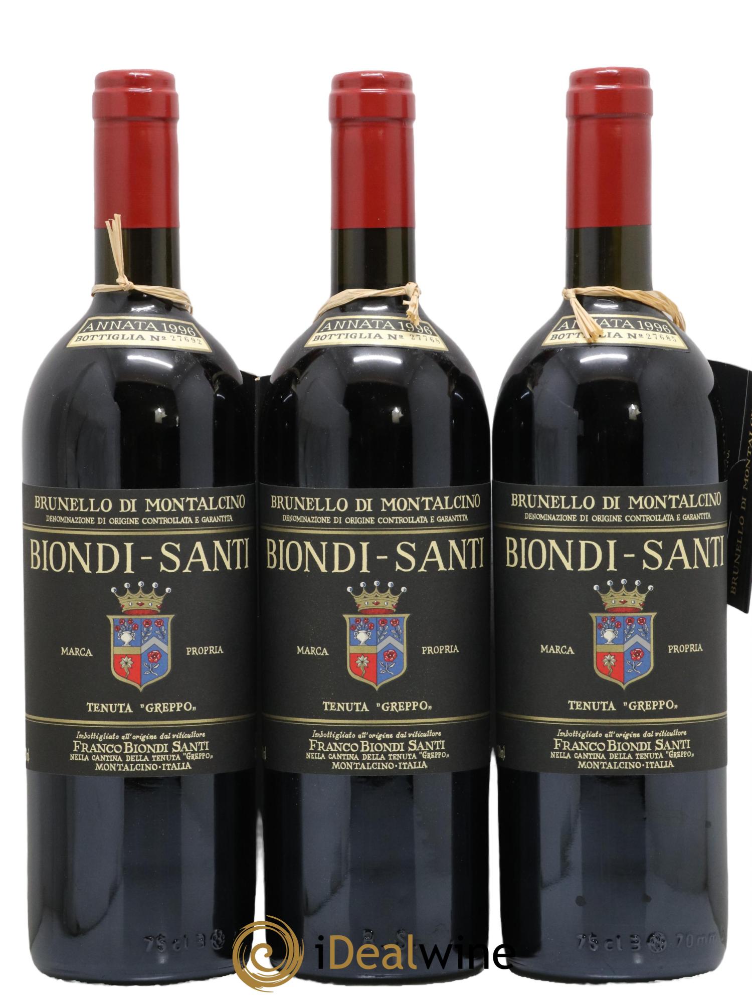 Brunello di Montalcino DOCG Biondi-Santi Tenuta Greppo 1996 - Lot de 3 bouteilles - 0