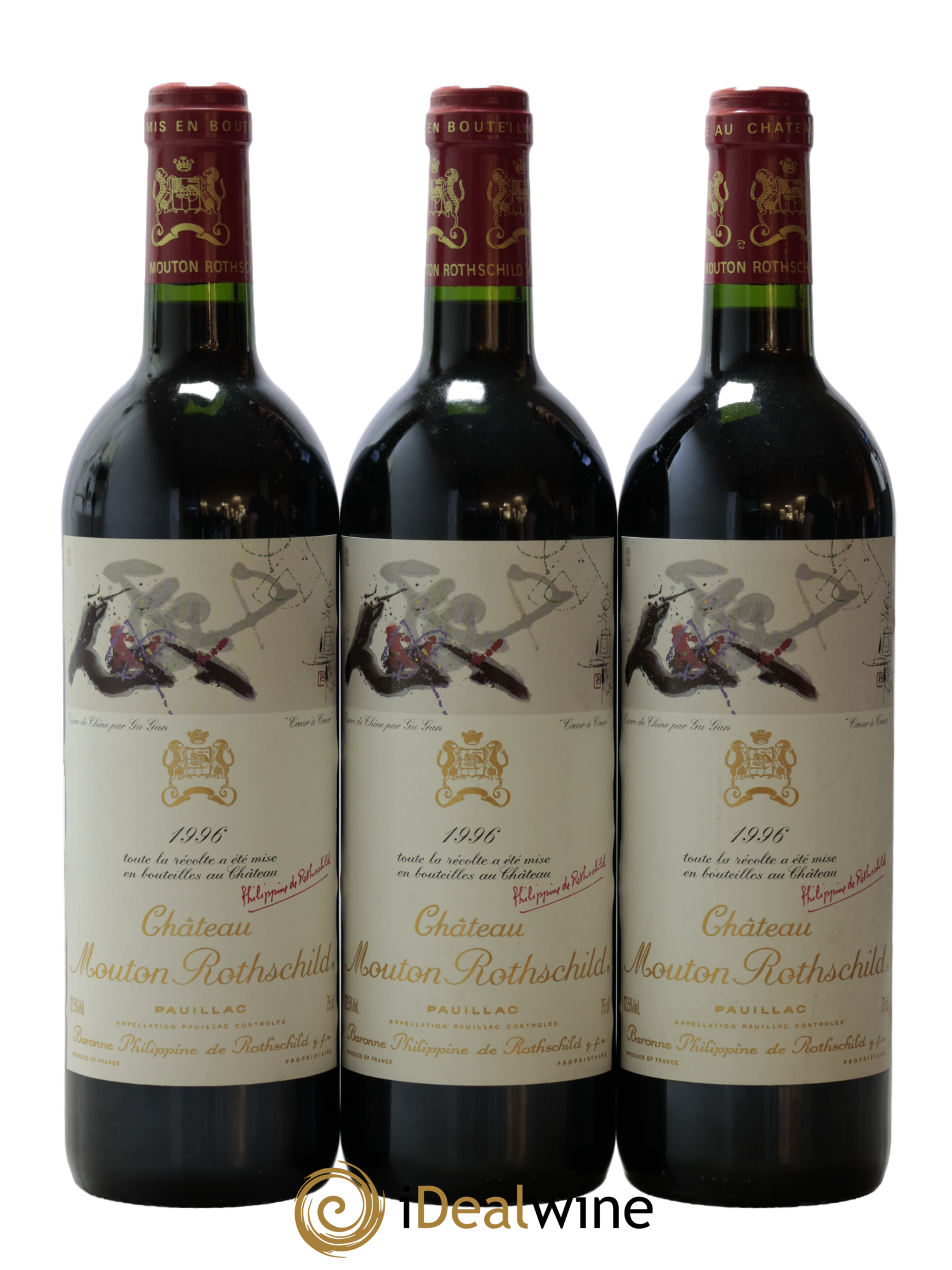 Château Mouton Rothschild 1er Grand Cru Classé 1996 - Lot de 3 bouteilles - 0