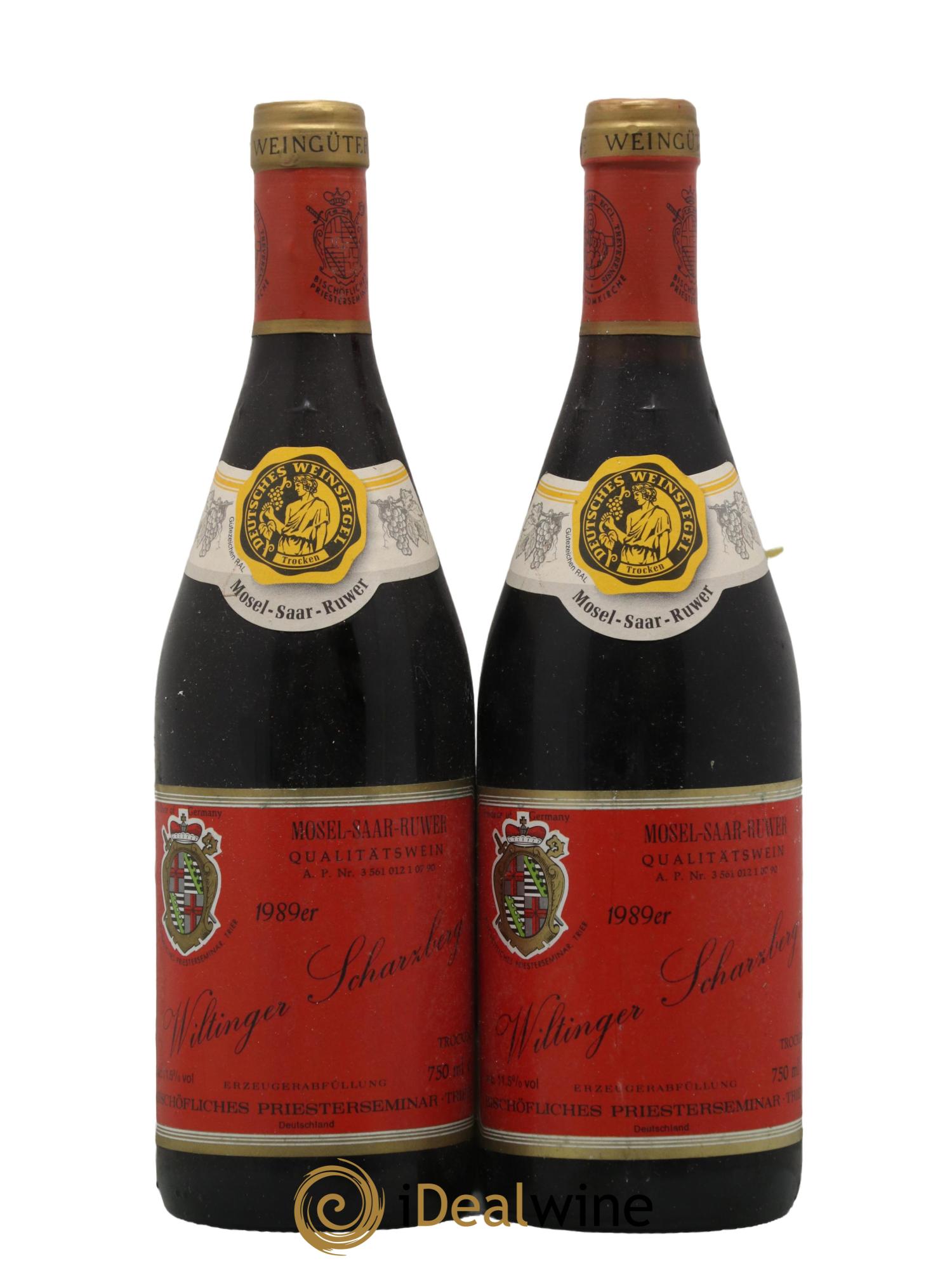 Allemagne Bischofliches Priesterseminar Wiltinger Scharzberg Rotwein trocken 1989 - Lot de 2 bouteilles - 0