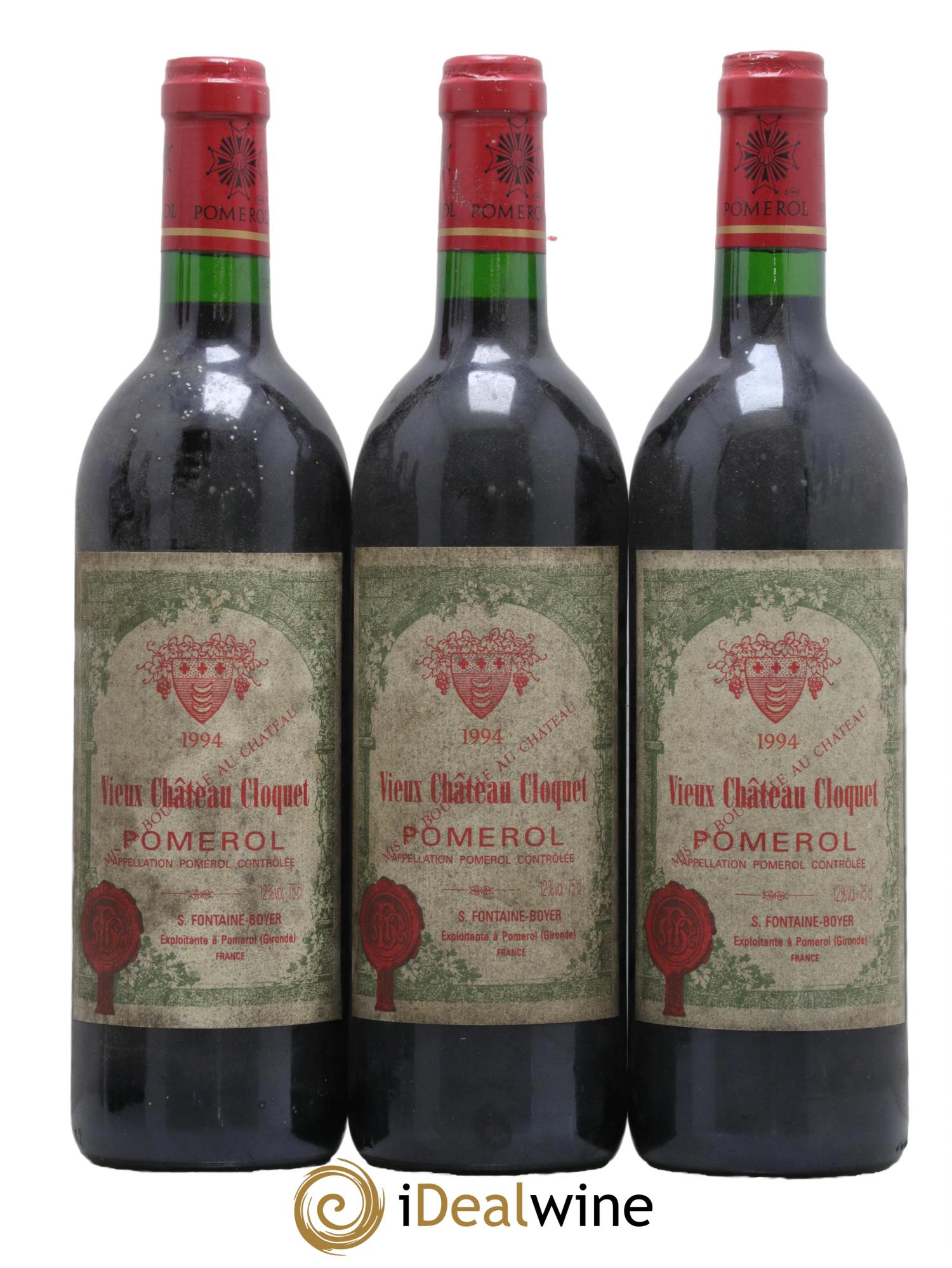 Pomerol Vieux Chateau Cloquet 1994 - Lot de 3 bouteilles - 0