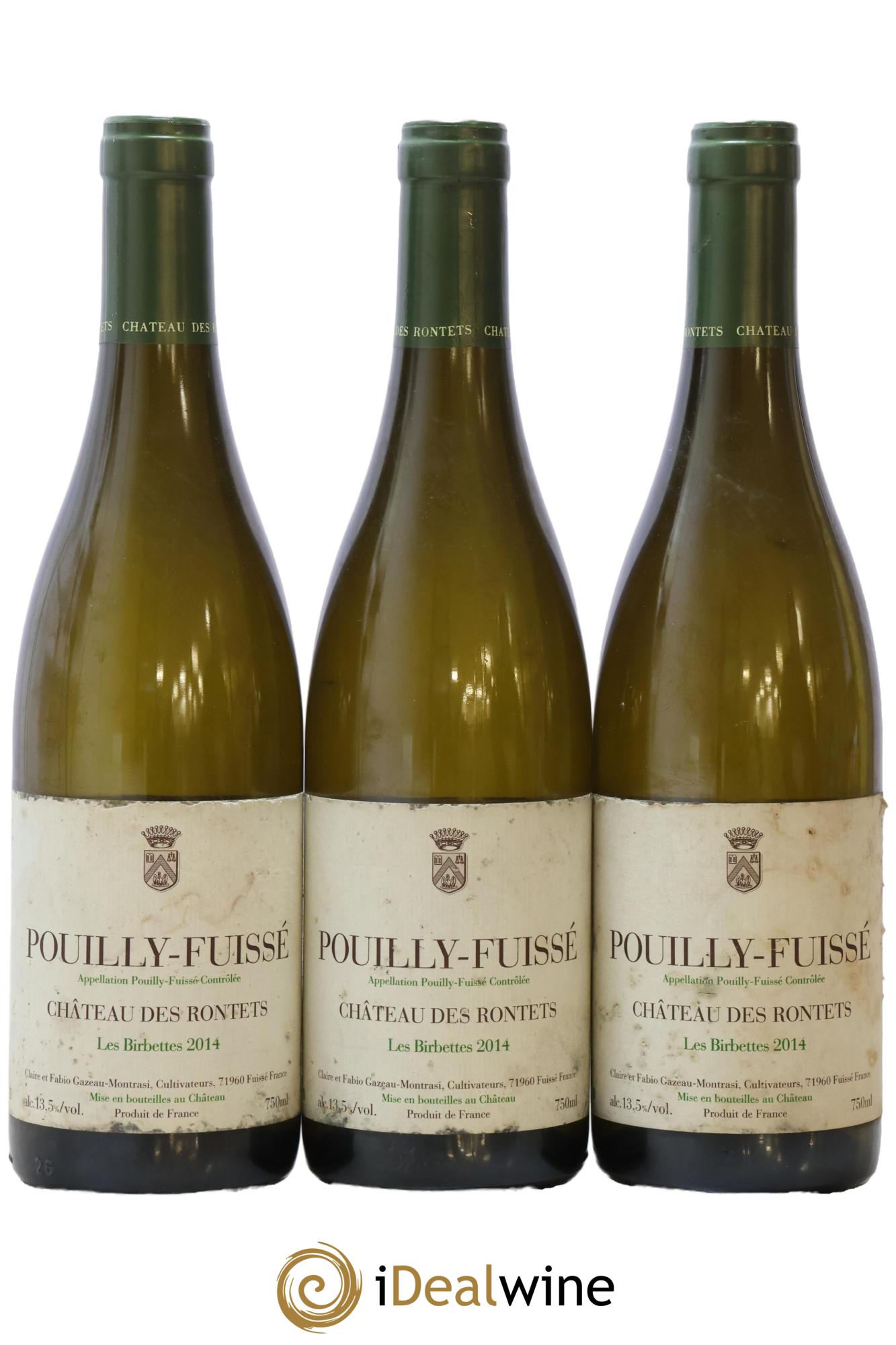Pouilly-Fuissé Les Birbettes Château des Rontets 2014 - Lot of 3 bottles - 0