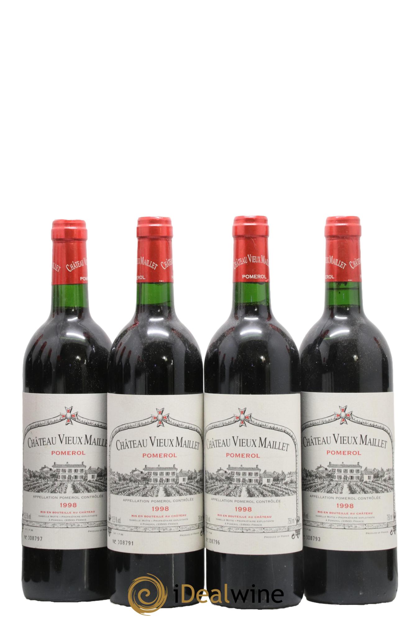 Château Vieux Maillet 1998 - Lot of 4 bottles - 0