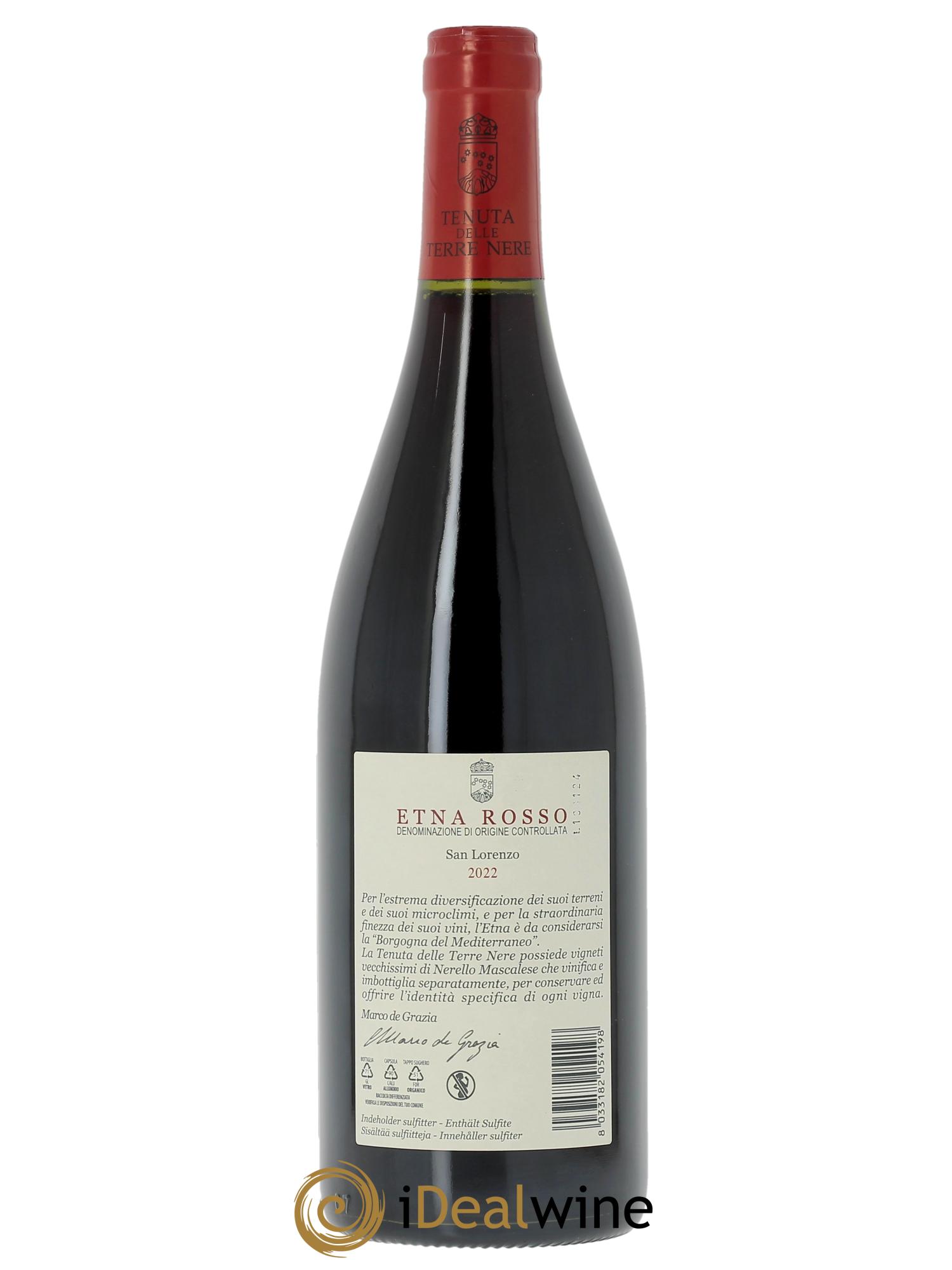 Etna Rosso DOC Tenuta delle Terre Nere San Lorenzo  2022 - Lot de 1 bouteille - 1