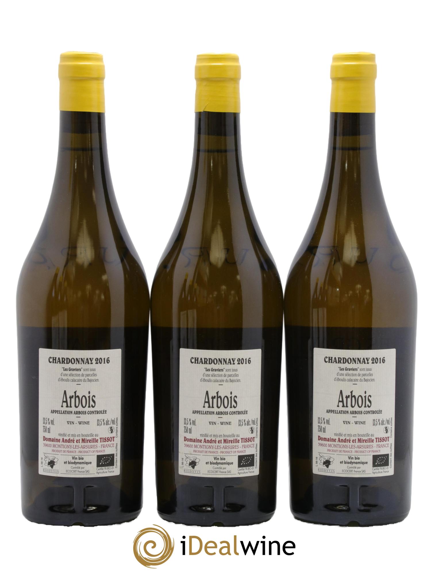 Arbois Chardonnay Les Graviers Bénédicte et Stéphane Tissot 2016 - Lot of 3 bottles - 1