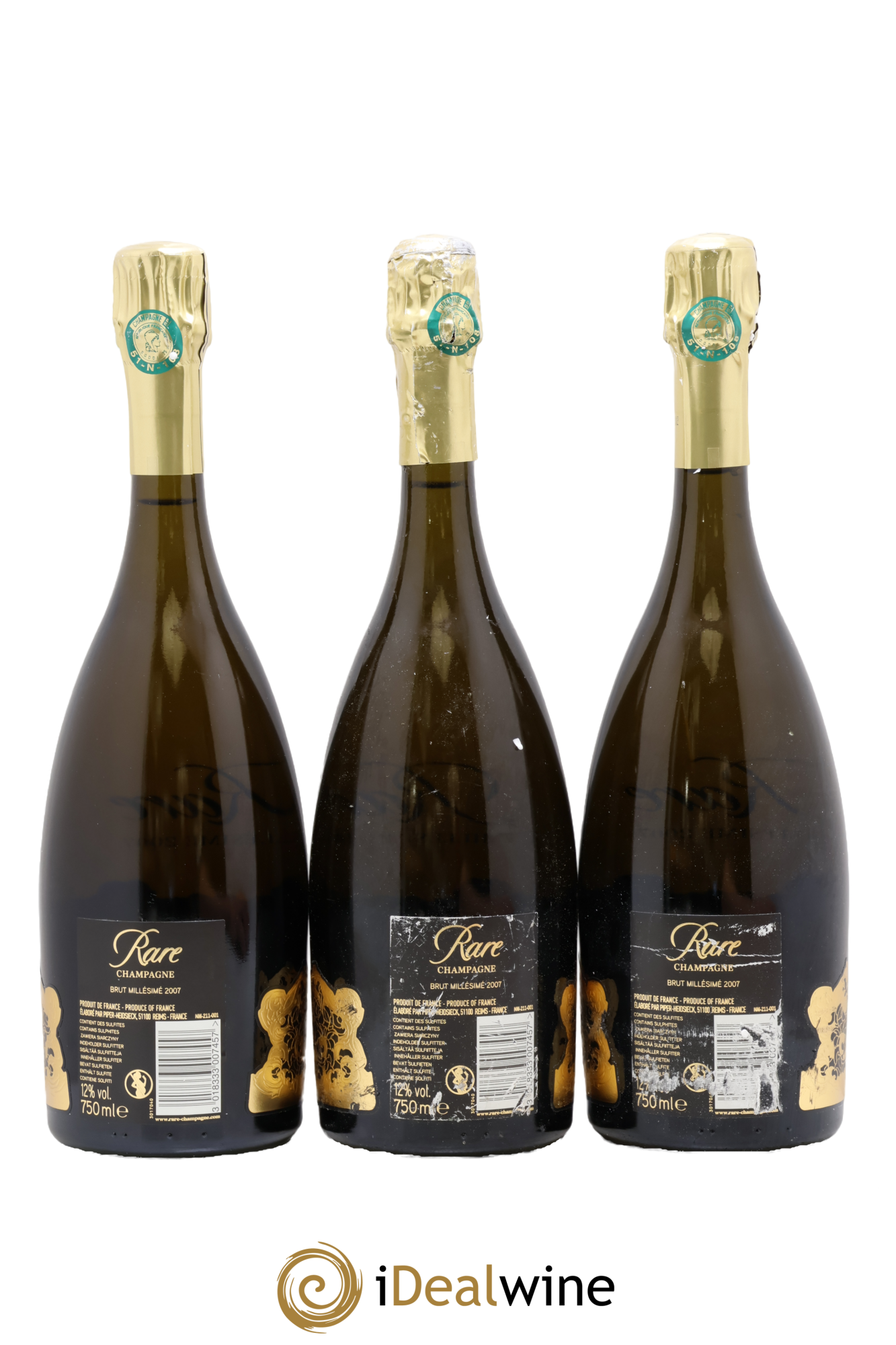 Rare Piper Heidsieck 2007 - Lot de 3 bouteilles - 1