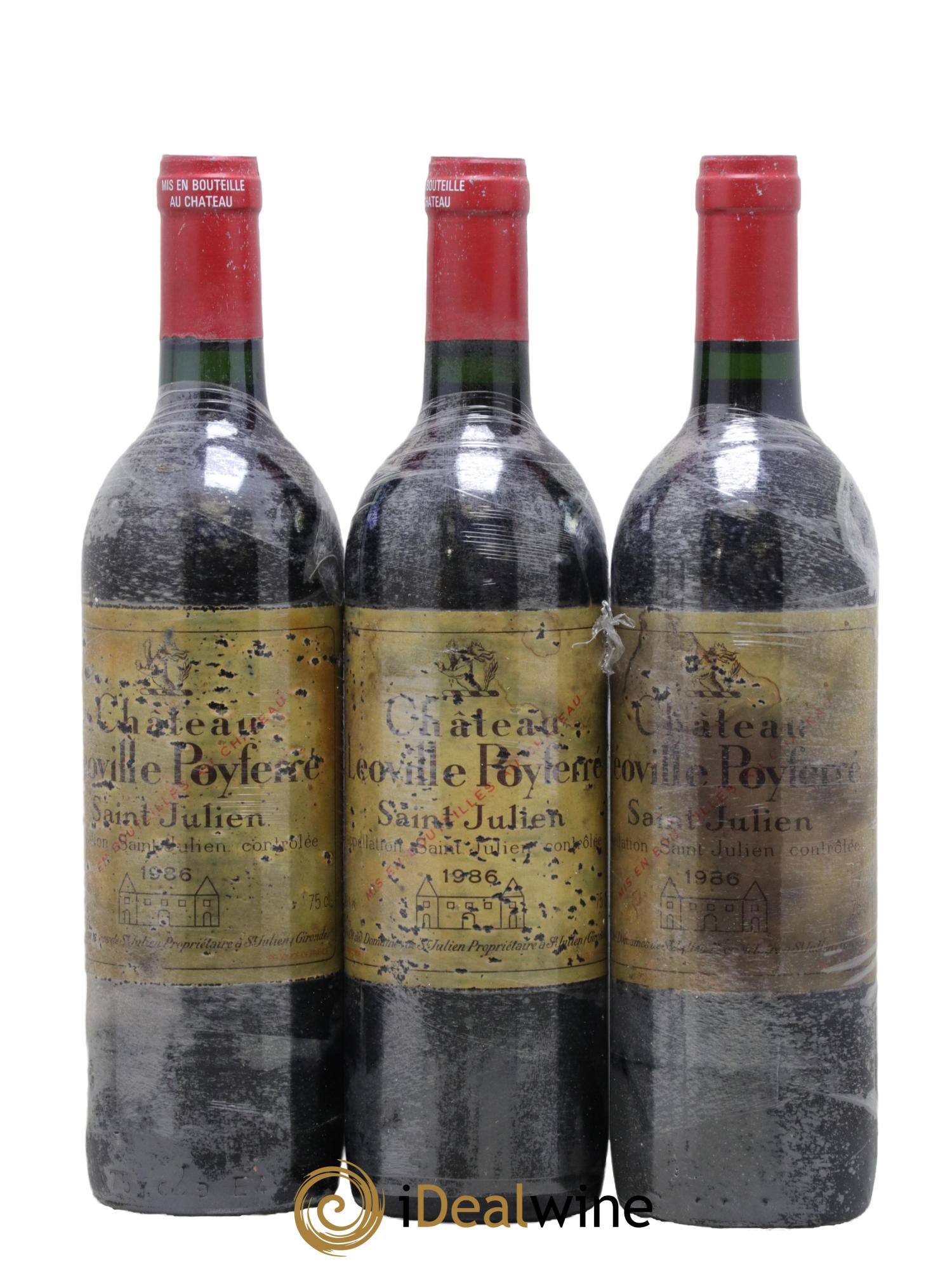 Château Léoville Poyferré 2ème Grand Cru Classé 1986 - Lot de 3 bouteilles - 0