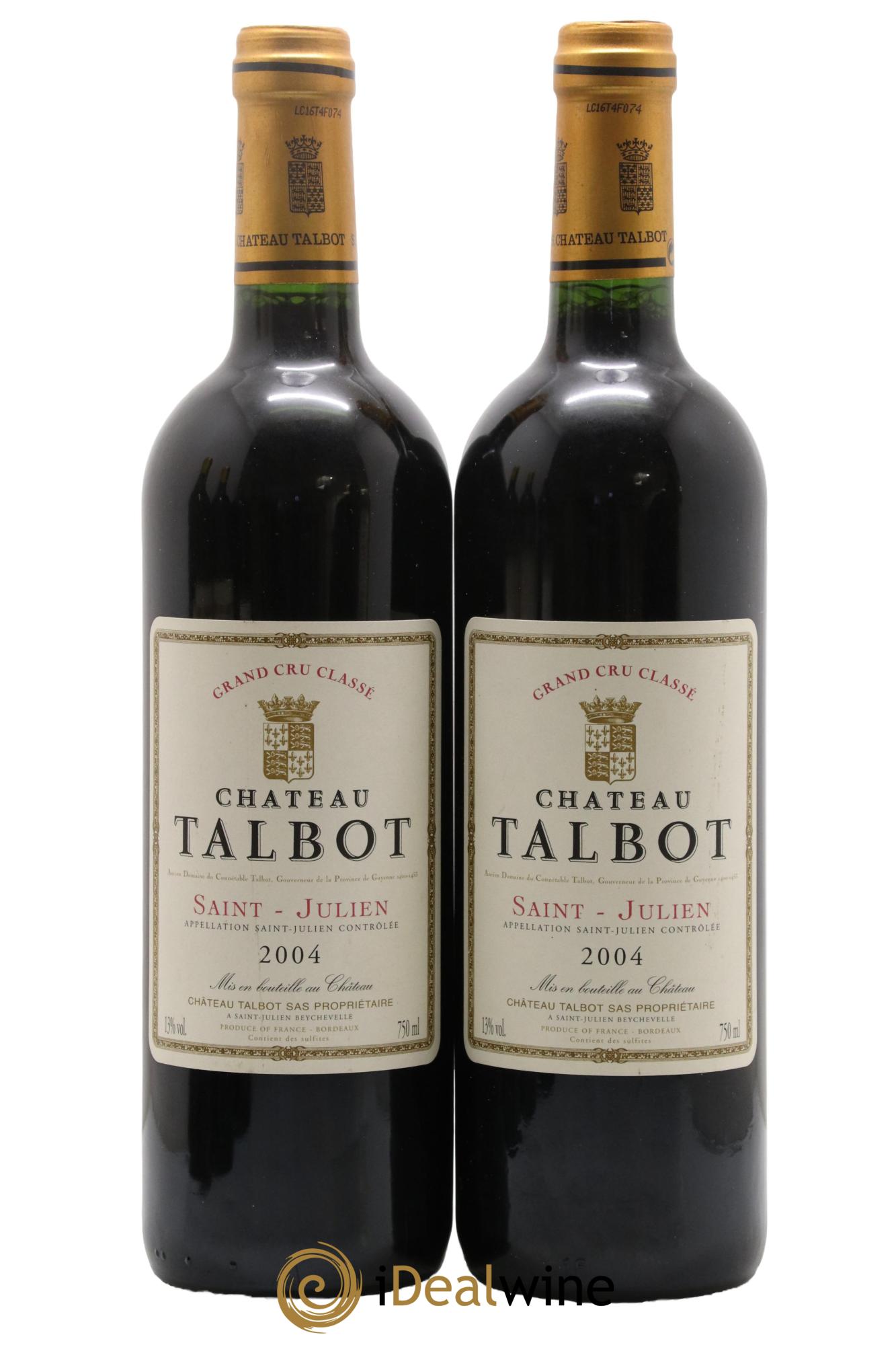 Château Talbot 4ème Grand Cru Classé 2004 - Lot de 2 bouteilles - 0