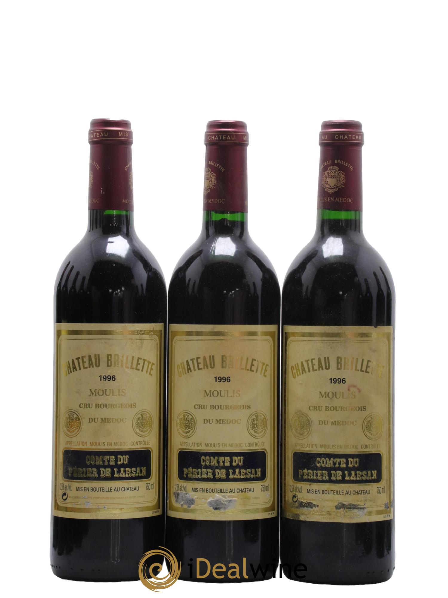 Château Brillette Cru Bourgeois 1996 - Lot de 12 bouteilles - 1