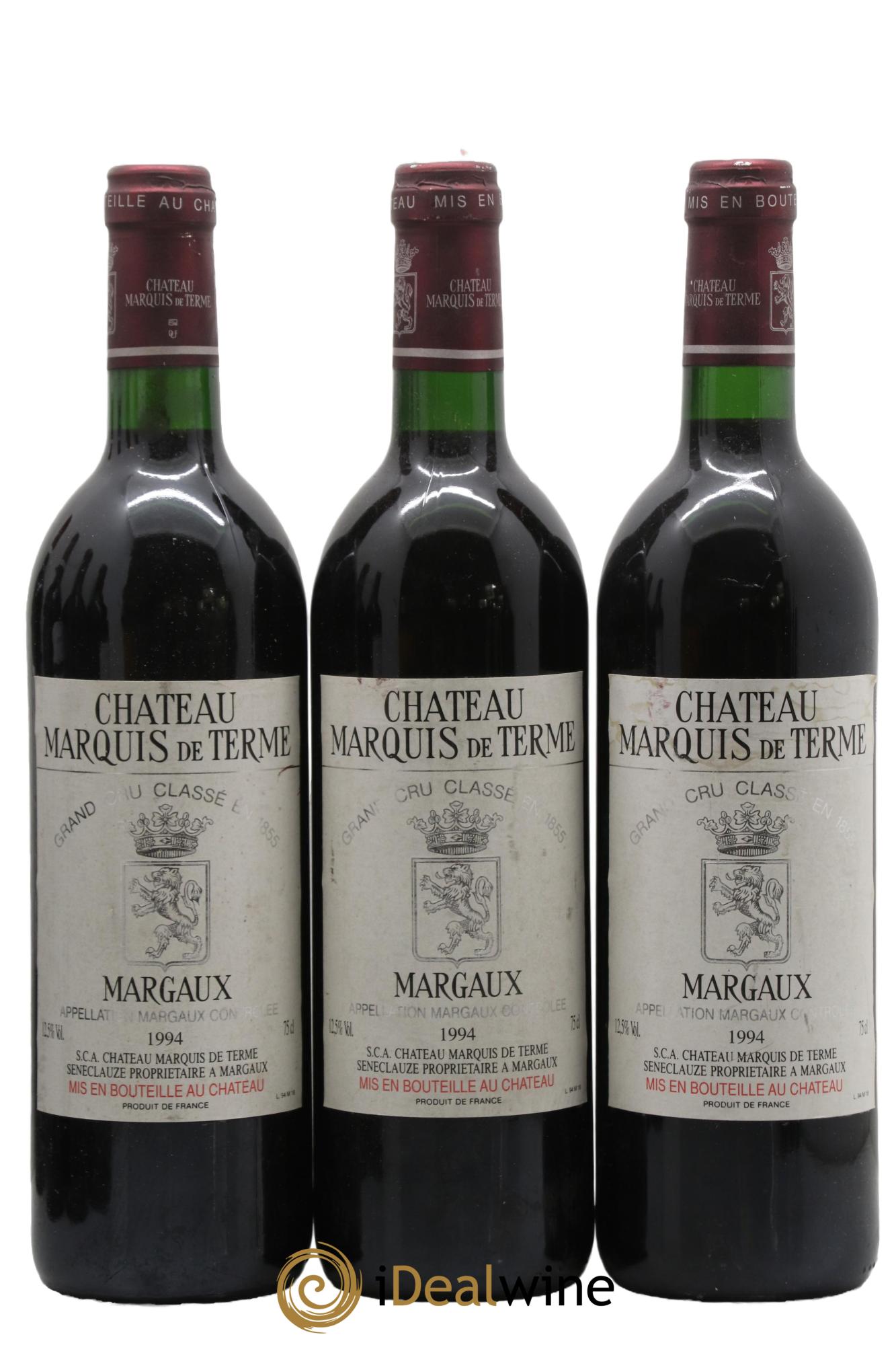 Château Marquis de Terme 4ème Grand Cru Classé 1994 - Posten von 3 Flaschen - 0