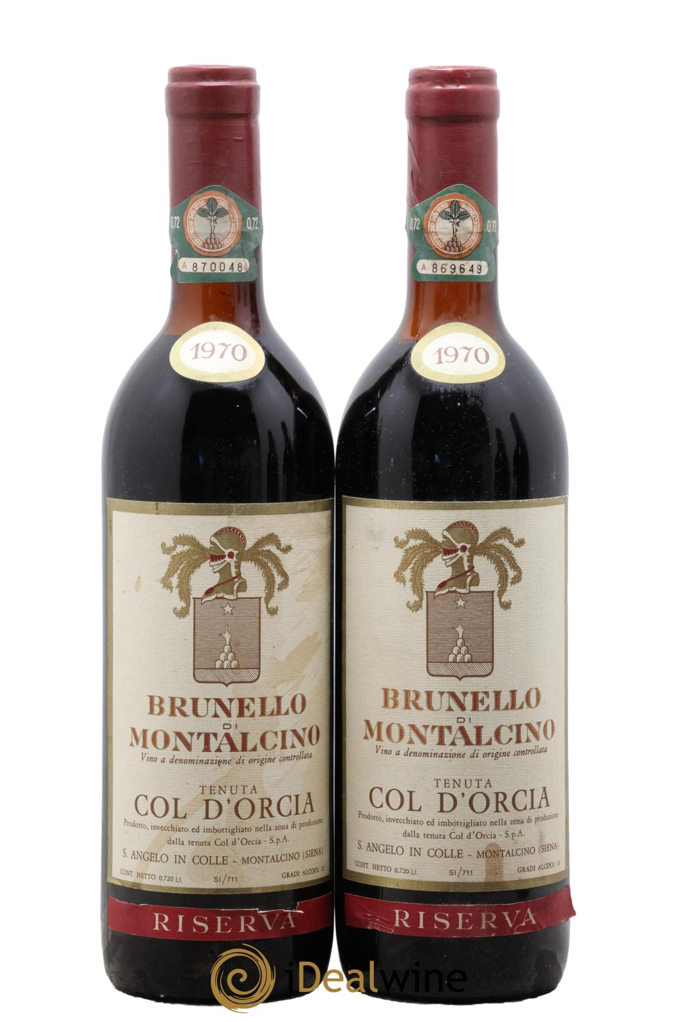 Brunello di Montalcino DOCG Riserva Tenuta Col d'Orcia 1970 - Lot de 2 bouteilles - 0