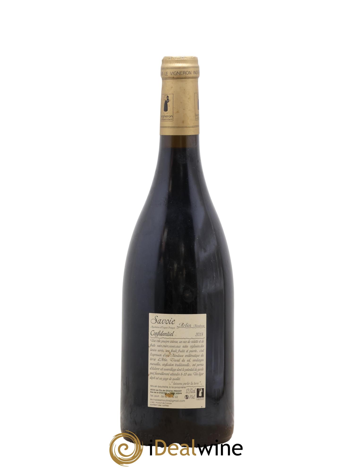 Vin de Savoie Arbin Mondeuse Confidentiel Trosset 2018 - Lot de 1 bouteille - 1