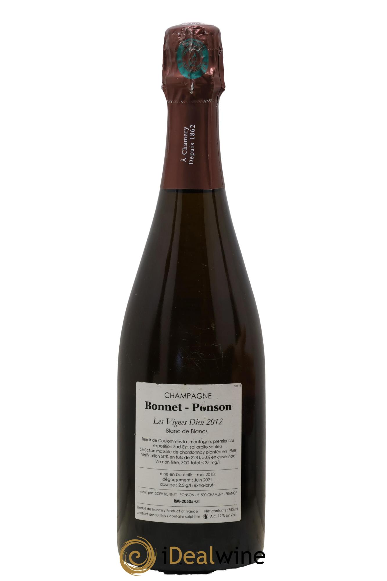 Champagne Vignes Dieu Maison Bonnet-Ponson 2012 - Lotto di 1 bottiglia - 1