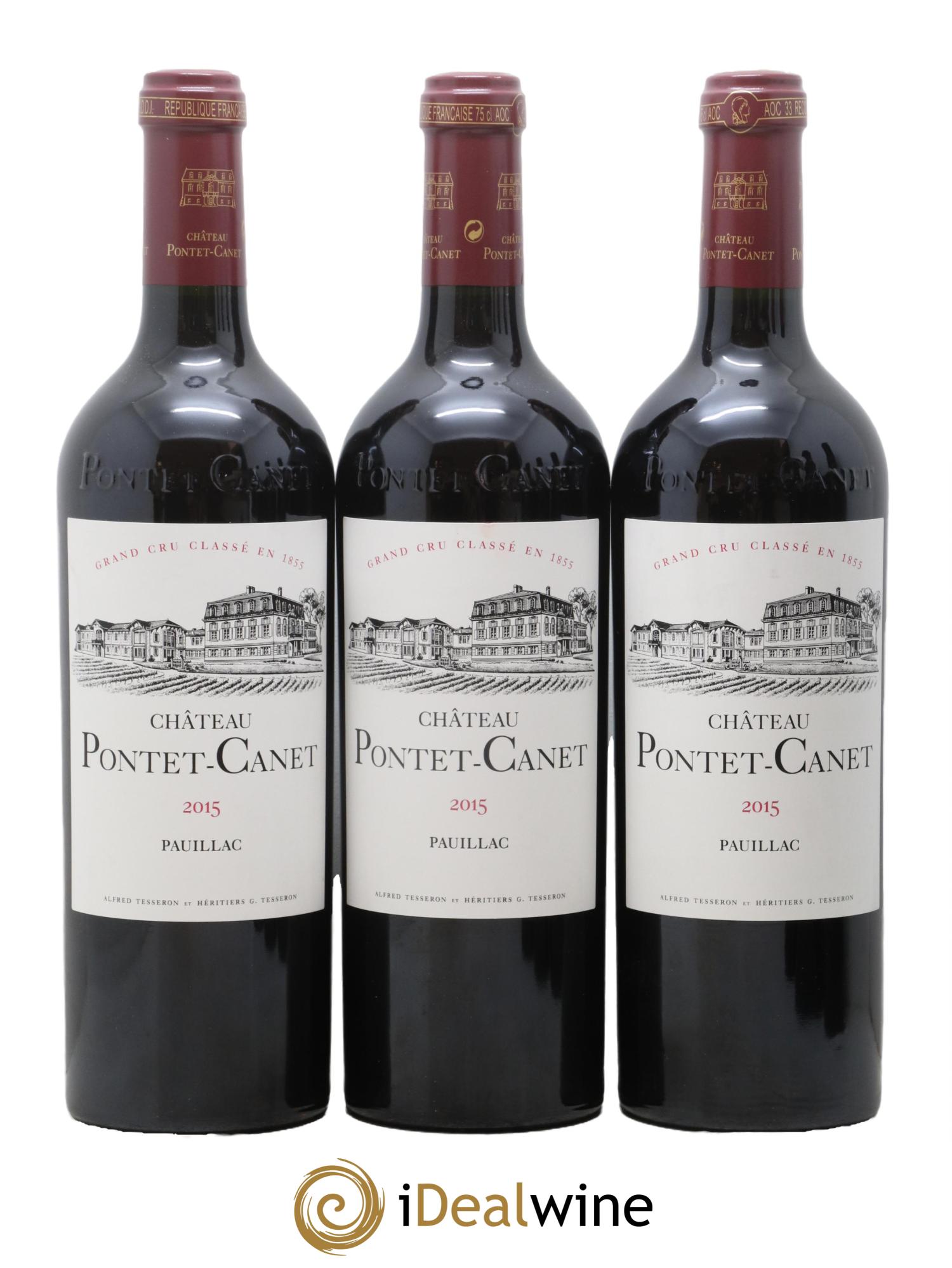 Château Pontet Canet 5ème Grand Cru Classé 2015 - Lot de 3 bouteilles - 0