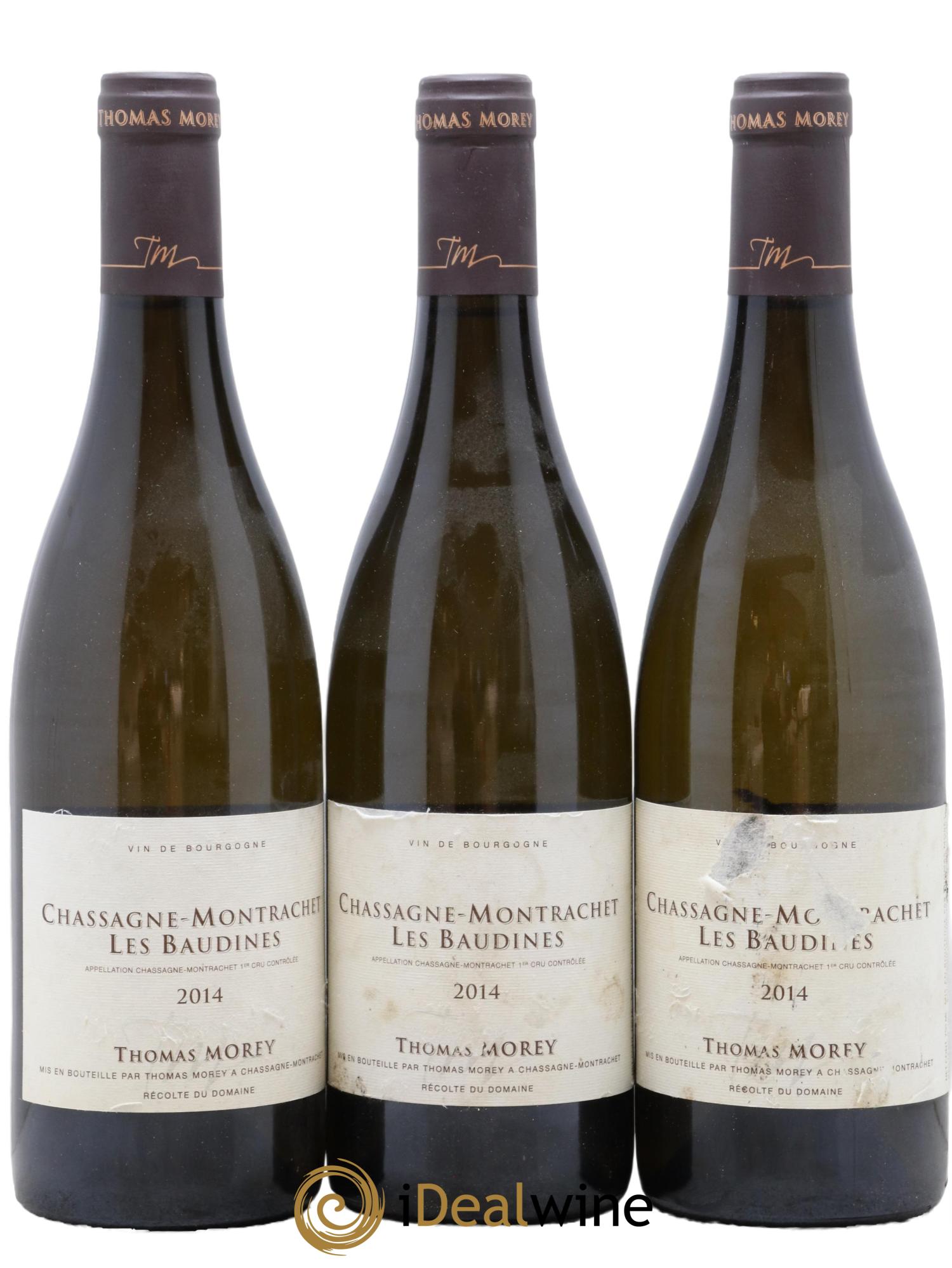 Chassagne-Montrachet 1er Cru Les Baudines Thomas Morey 2014 - Lot de 3 bouteilles - 0