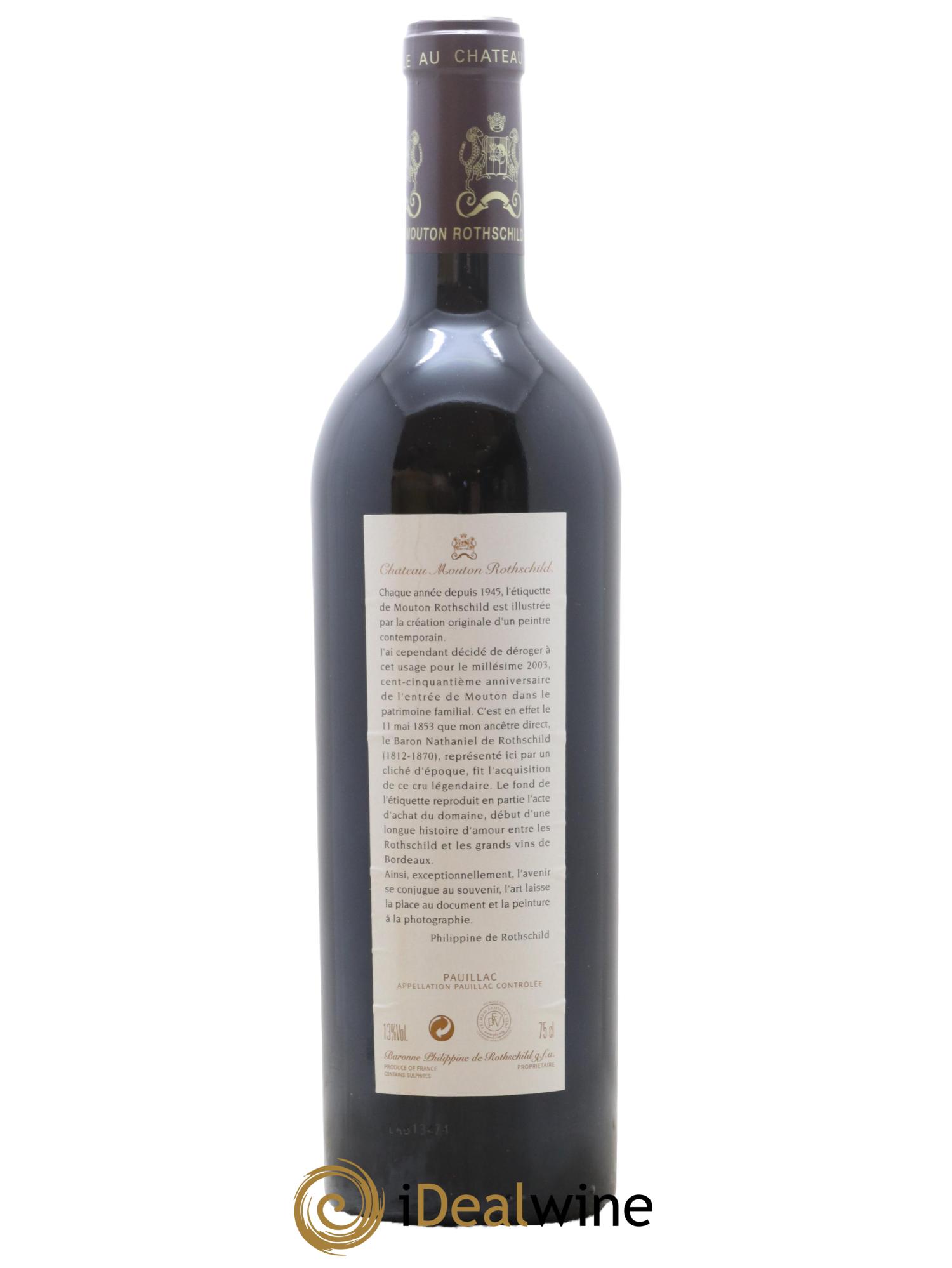 Château Mouton Rothschild 1er Grand Cru Classé 2003 - Lot de 1 bouteille - 1