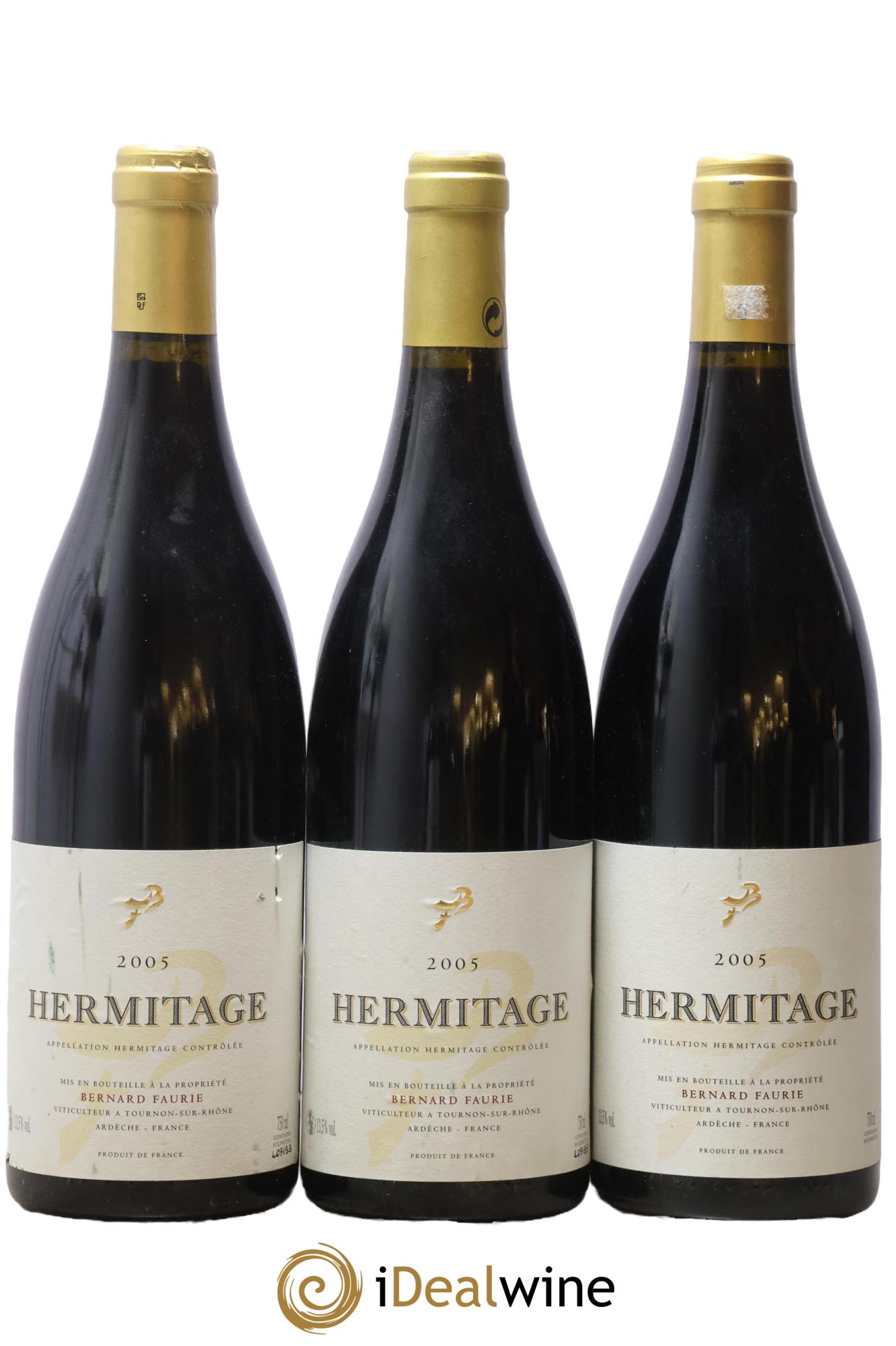 Hermitage Bessards Méal (capsule dorée) Bernard Faurie 2005 - Lot of 3 bottles - 0