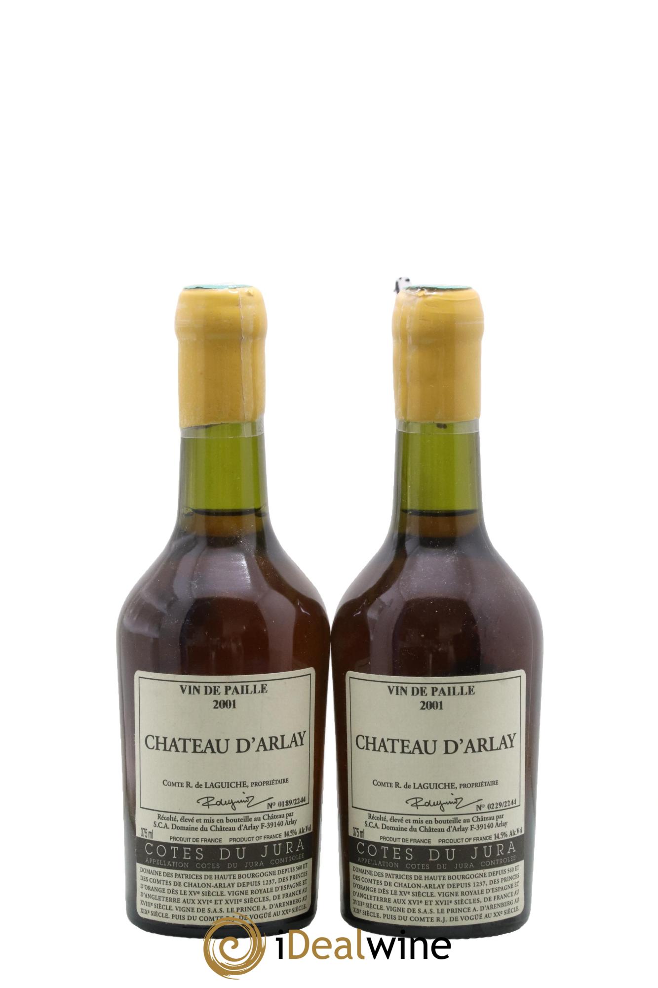 Côtes du Jura Vin de Paille Château d'Arlay 2001 - Lot of 2 half-bottles - 0