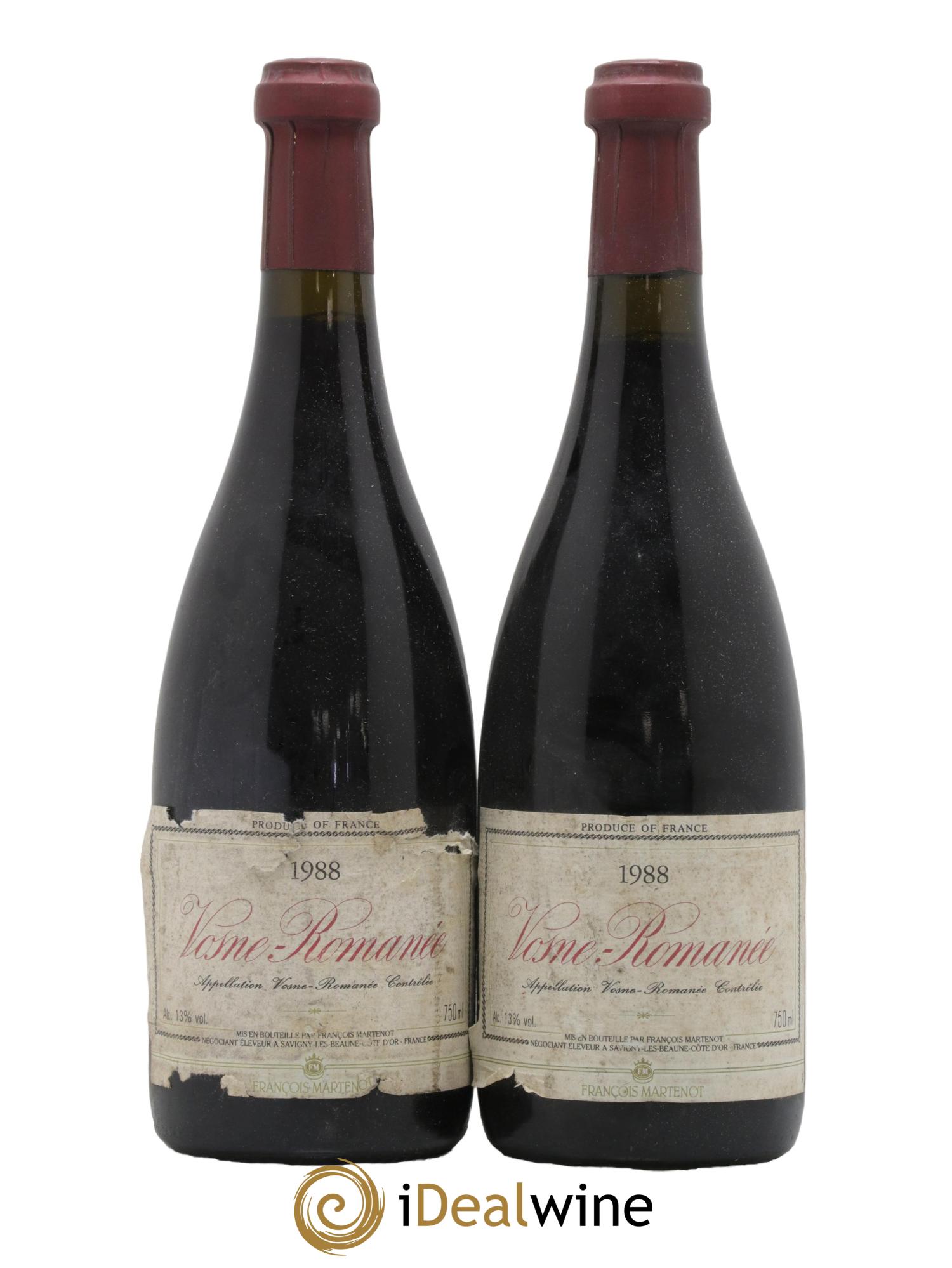Vosne-Romanée Domaine Francois Martenot 1988 - Lot de 2 bouteilles - 0