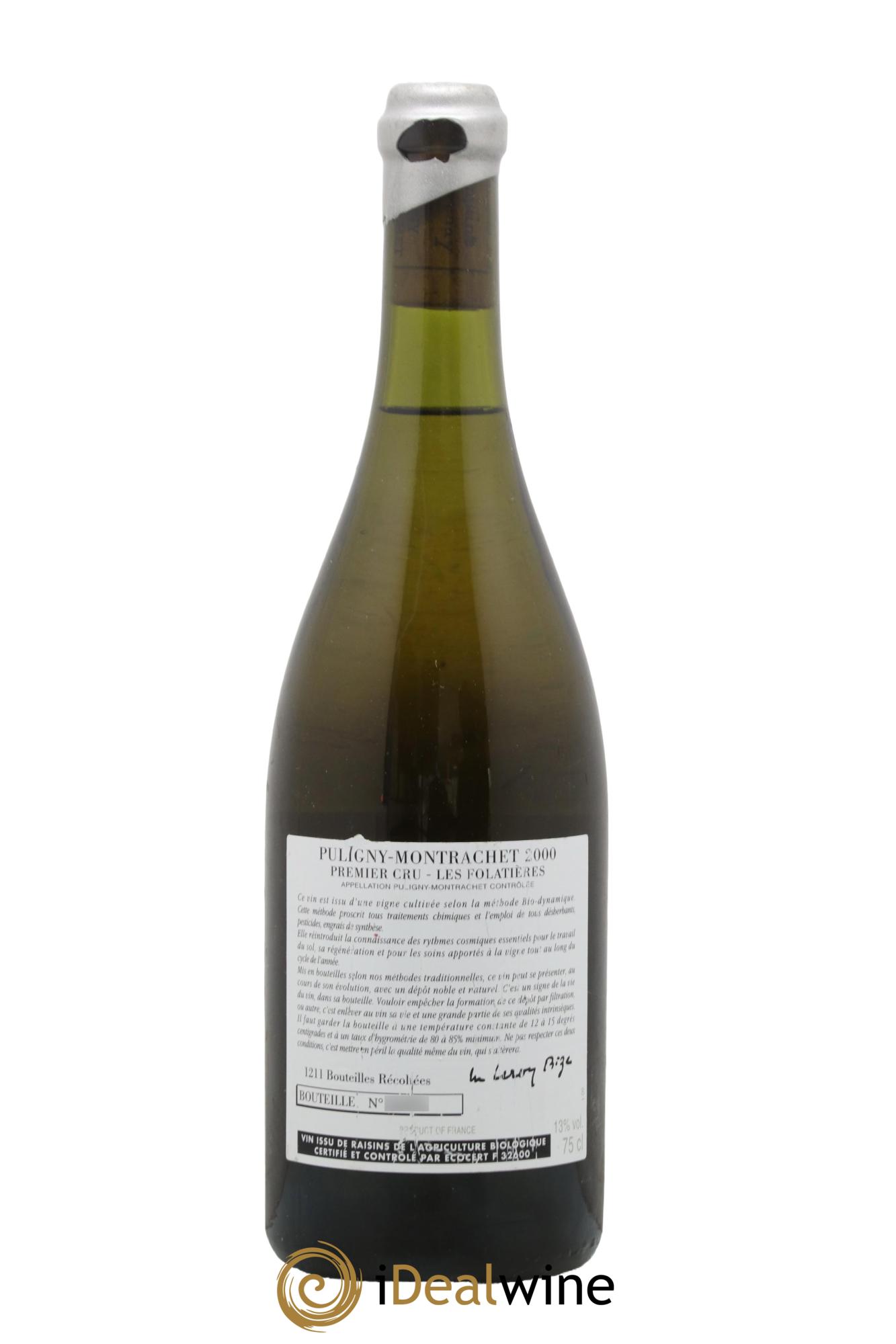 Puligny-Montrachet 1er Cru Les Folatières d'Auvenay (Domaine) 2000 - Lot de 1 bouteille - 1