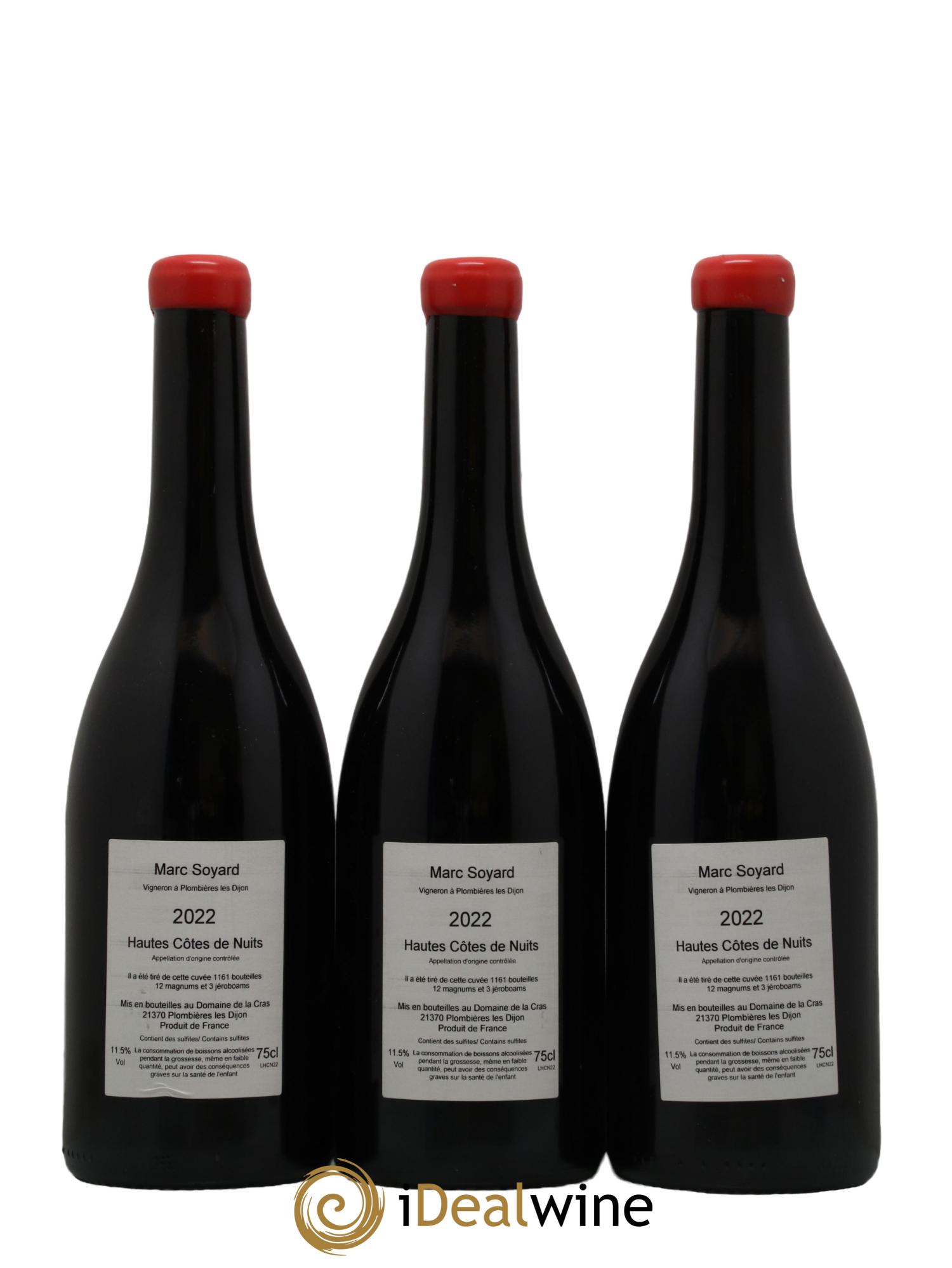 Hautes-Côtes de Nuits Domaine de la Cras - Marc Soyard 2022 - Lot de 3 bouteilles - 1