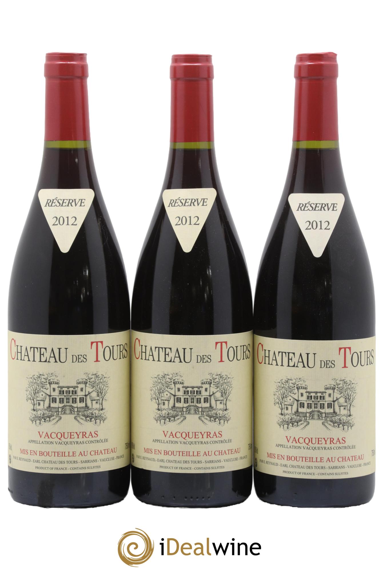 Vacqueyras Château des Tours Emmanuel Reynaud 2012 - Lot de 3 bouteilles - 0