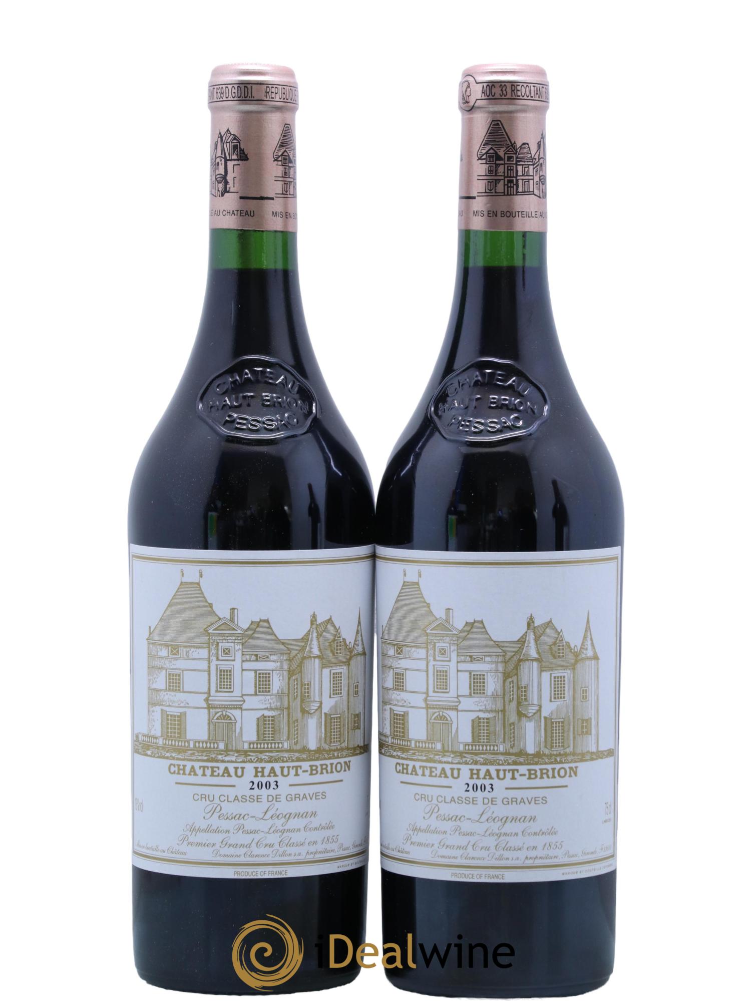 Château Haut Brion 1er Grand Cru Classé 2003 - Lotto di 2 bottiglie - 0