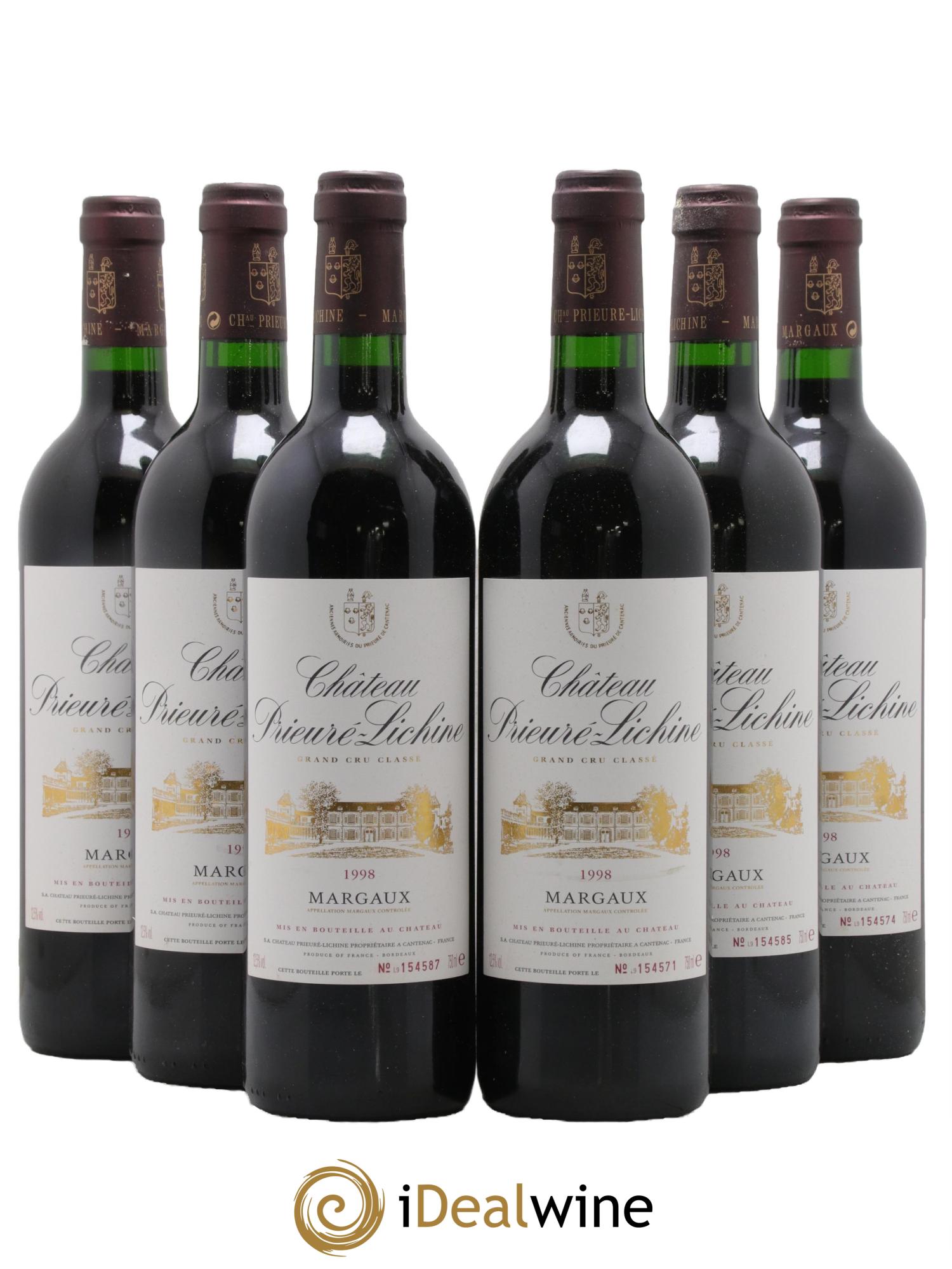 Château Prieuré Lichine 4ème Grand Cru Classé 1998 - Lot de 6 bouteilles - 0