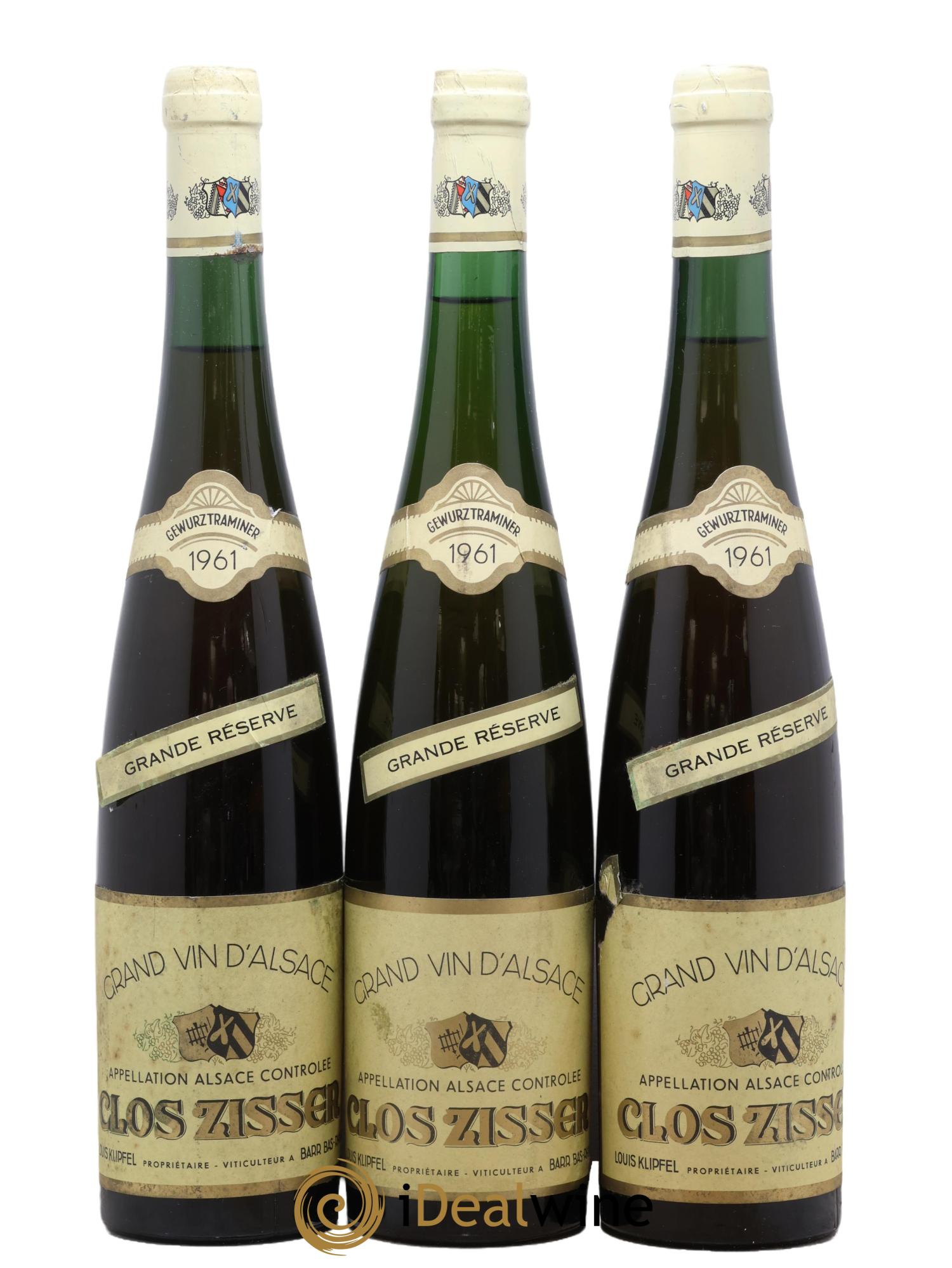 Alsace Gewurztraminer Grande Réserve Clos Zisser Louis Klipfel 1961 - Lot de 6 bouteilles - 1