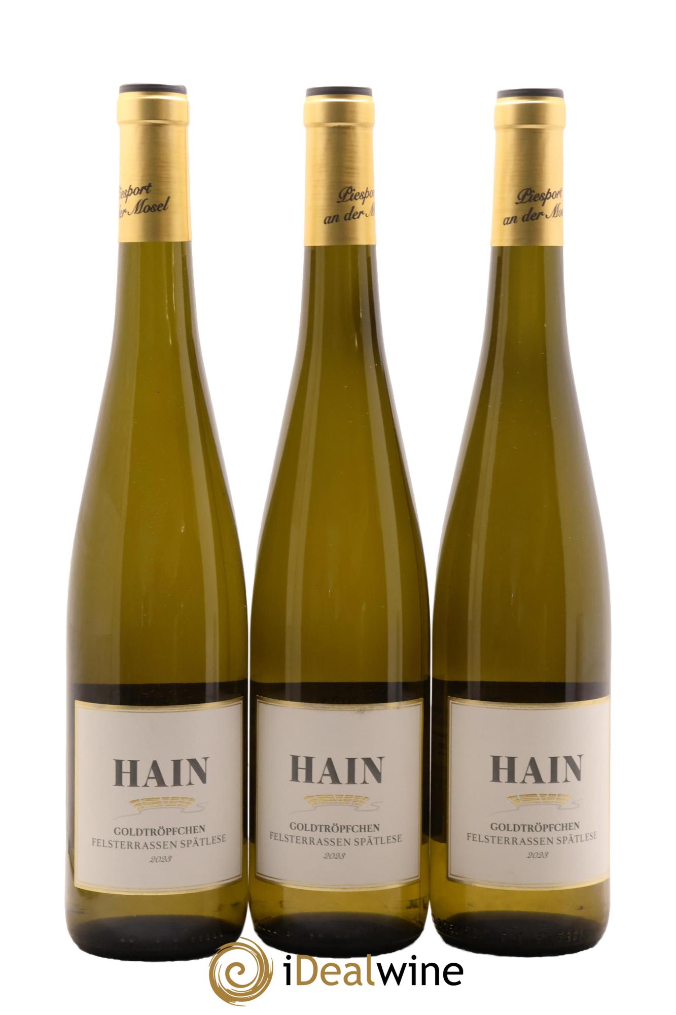 Allemagne Mosel-Saar Piesporter Goldtropfchen Riesling Spatlese Felsterrassen Kurt Hain 2023 - Lot de 3 bouteilles - 0
