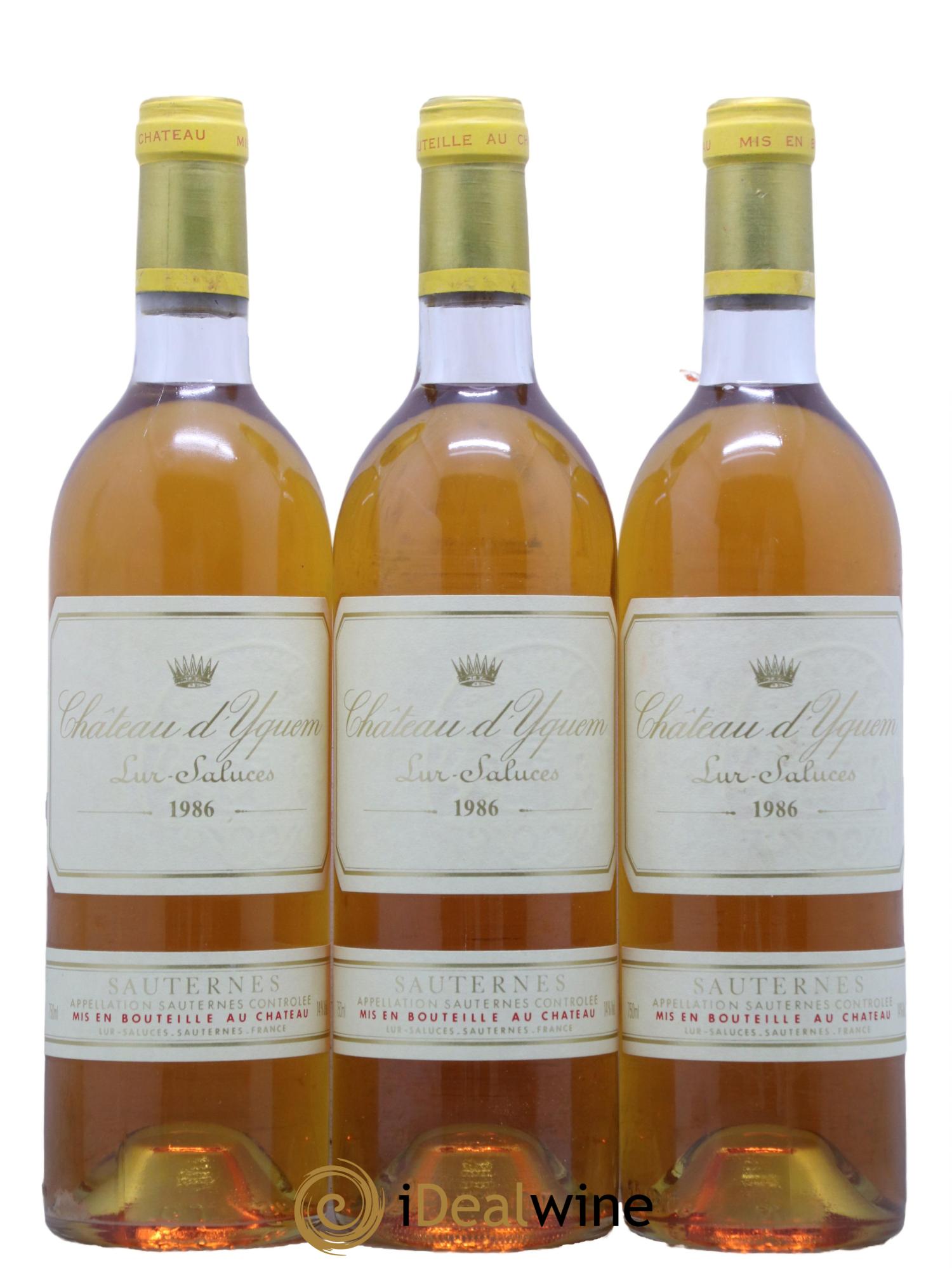Château d' Yquem 1er Cru Classé Supérieur 1986 - Lot de 3 bouteilles - 0