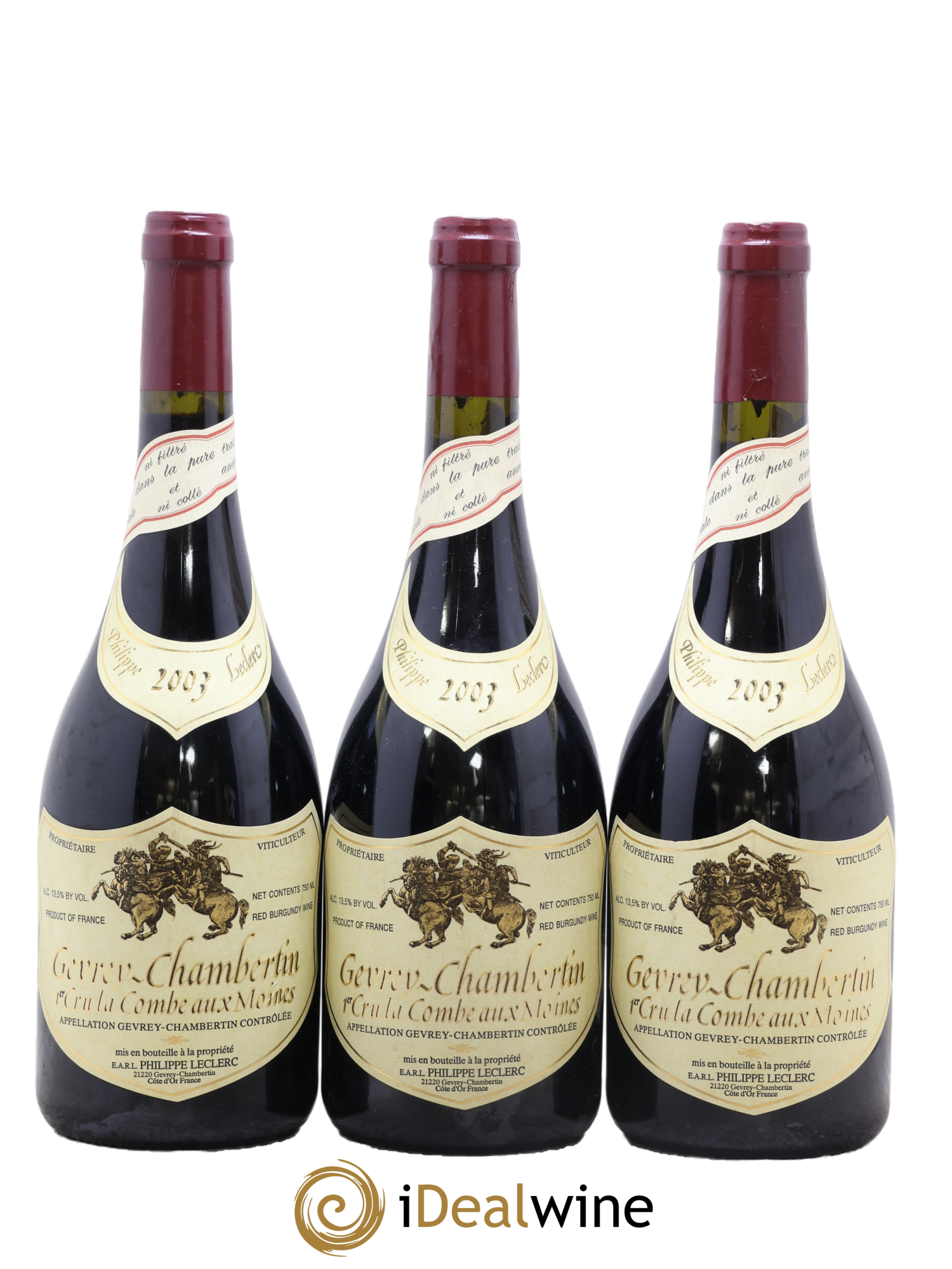 Gevrey-Chambertin 1er Cru La Combe aux Moines Philippe Leclerc 2003 - Lot de 3 bouteilles - 0