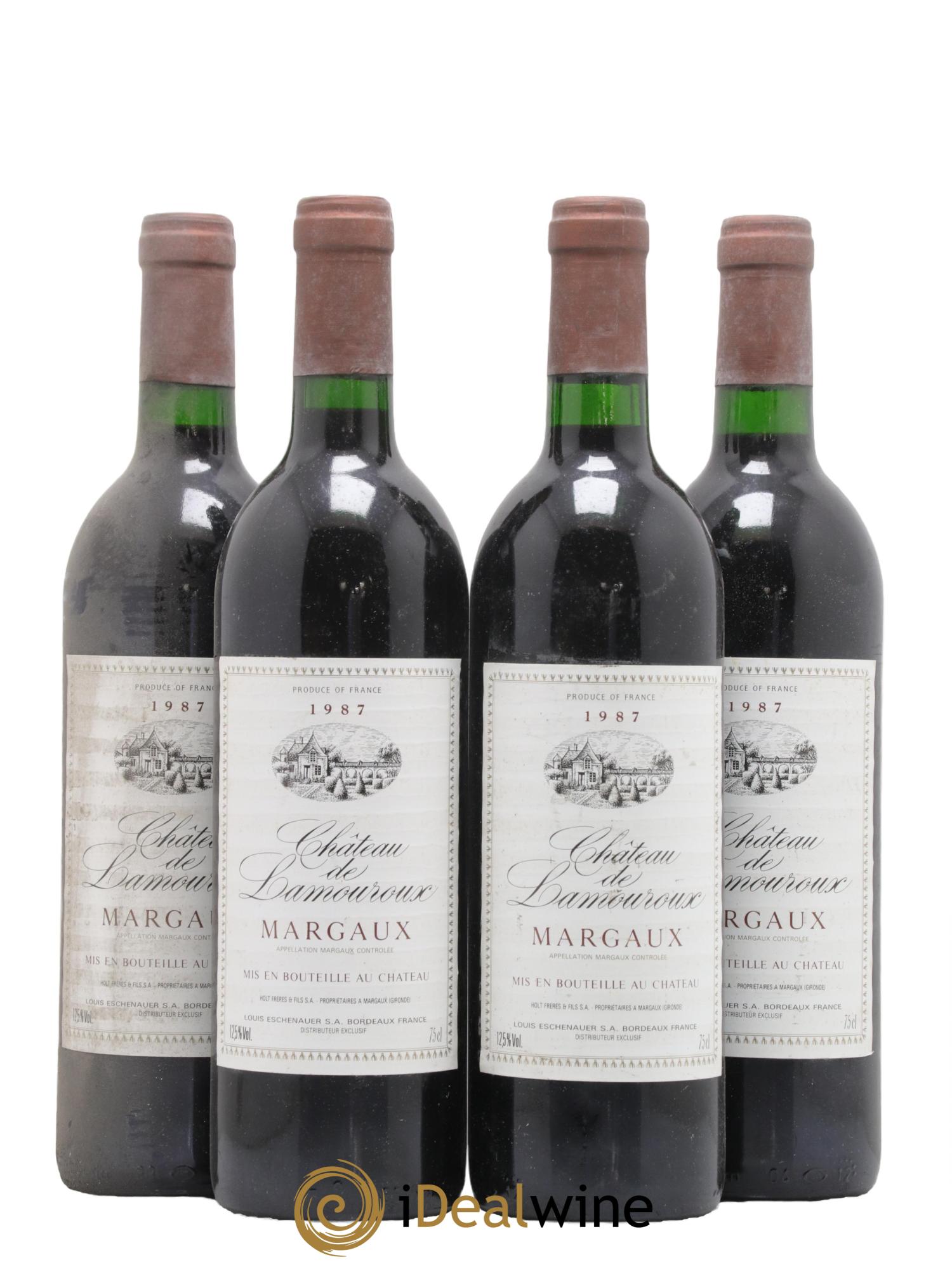 Bordeaux Margaux Chateau de Lamouroux 1987 - Lot de 4 bouteilles - 0