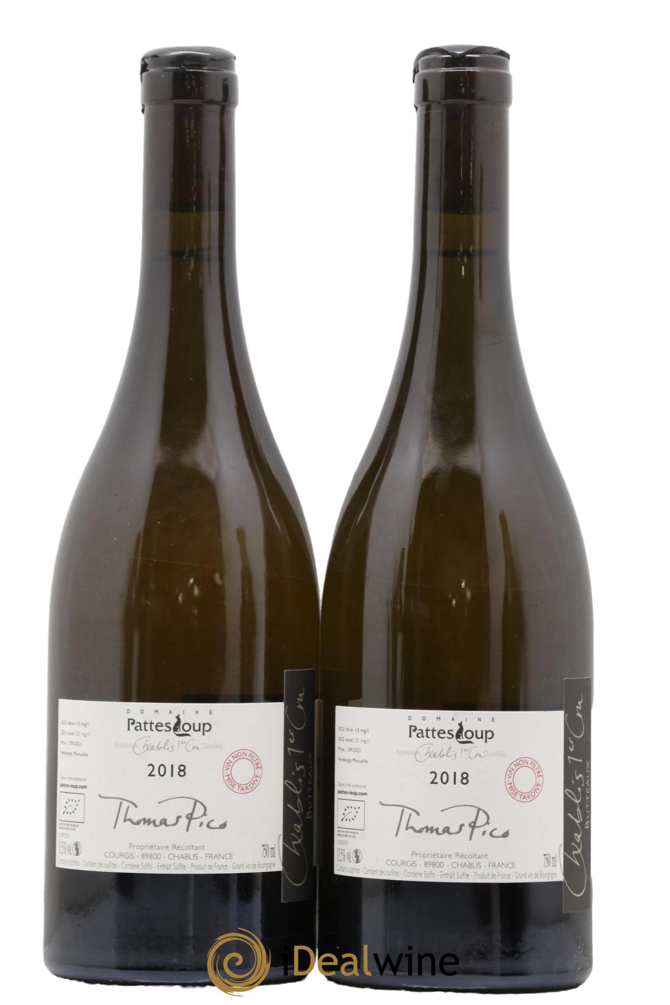 Chablis 1er Cru Butteaux Pattes Loup (Domaine) 2018 - Lot de 2 bouteilles - 1