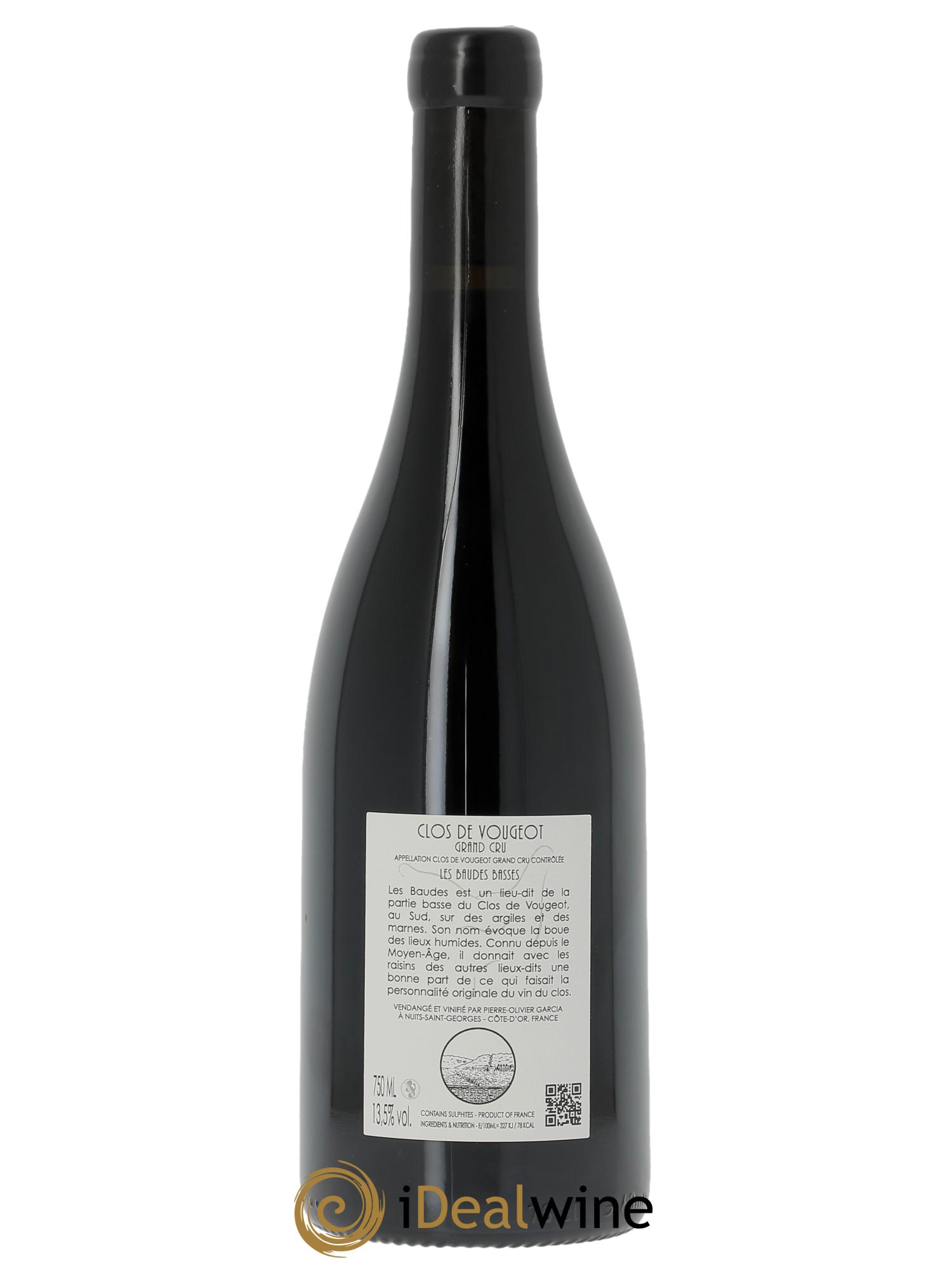 Clos de Vougeot Grand Cru Les Baudes Basses Pierre Olivier Garcia 2024 - Lot de 1 bouteille - 1