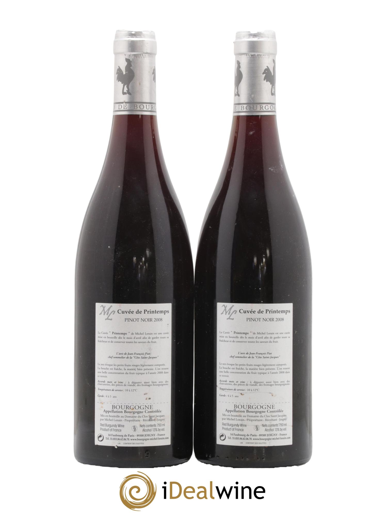 Bourgogne Cuvee de Printemps Domaine Michel Lorain 2008 - Lot de 2 bouteilles - 1