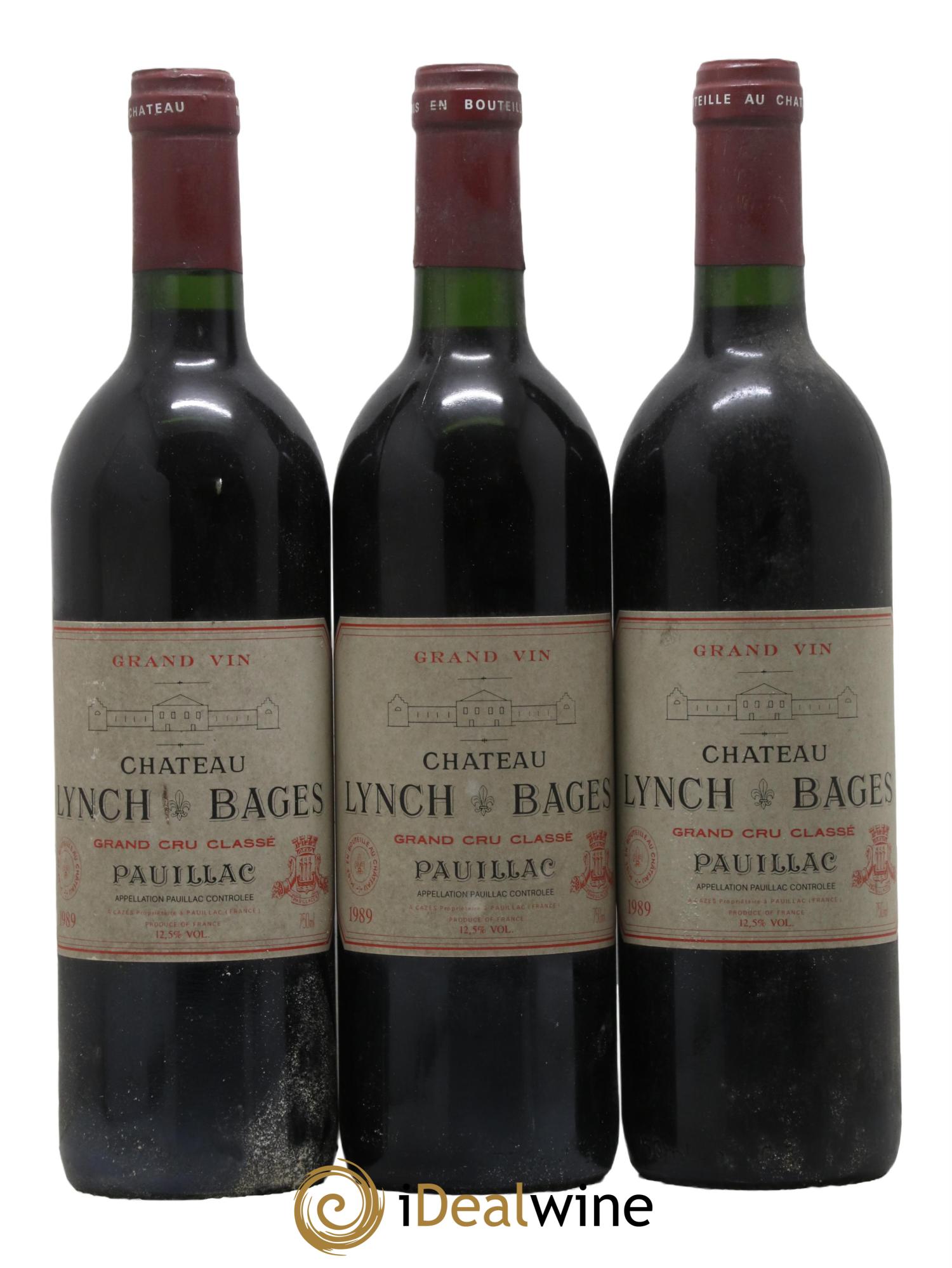 Château Lynch Bages 5ème Grand Cru Classé 1989 - Lot de 3 bouteilles - 0