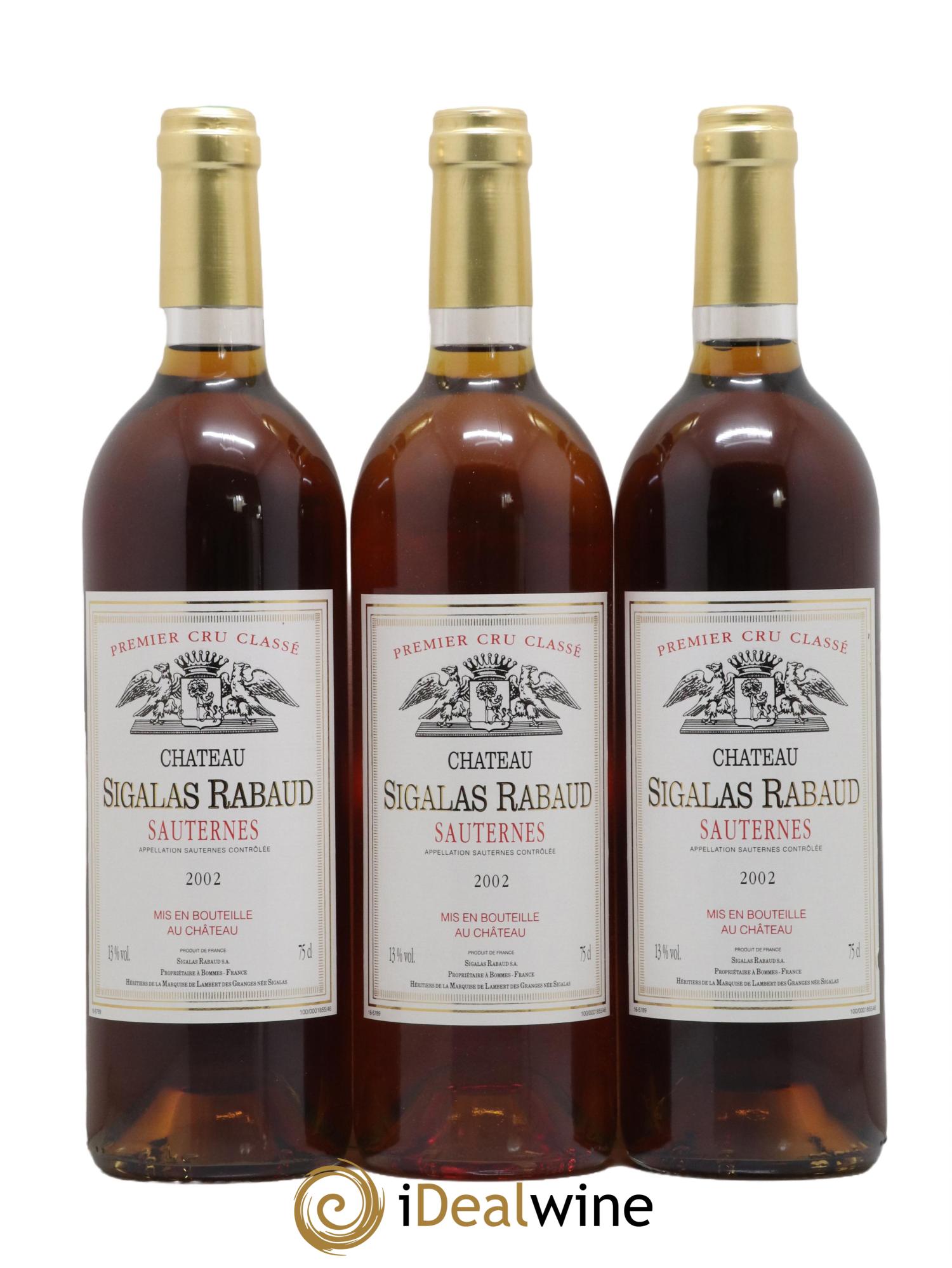 Château Sigalas Rabaud 1er Grand Cru Classé 2002 - Lotto di 6 bottiglie - 1
