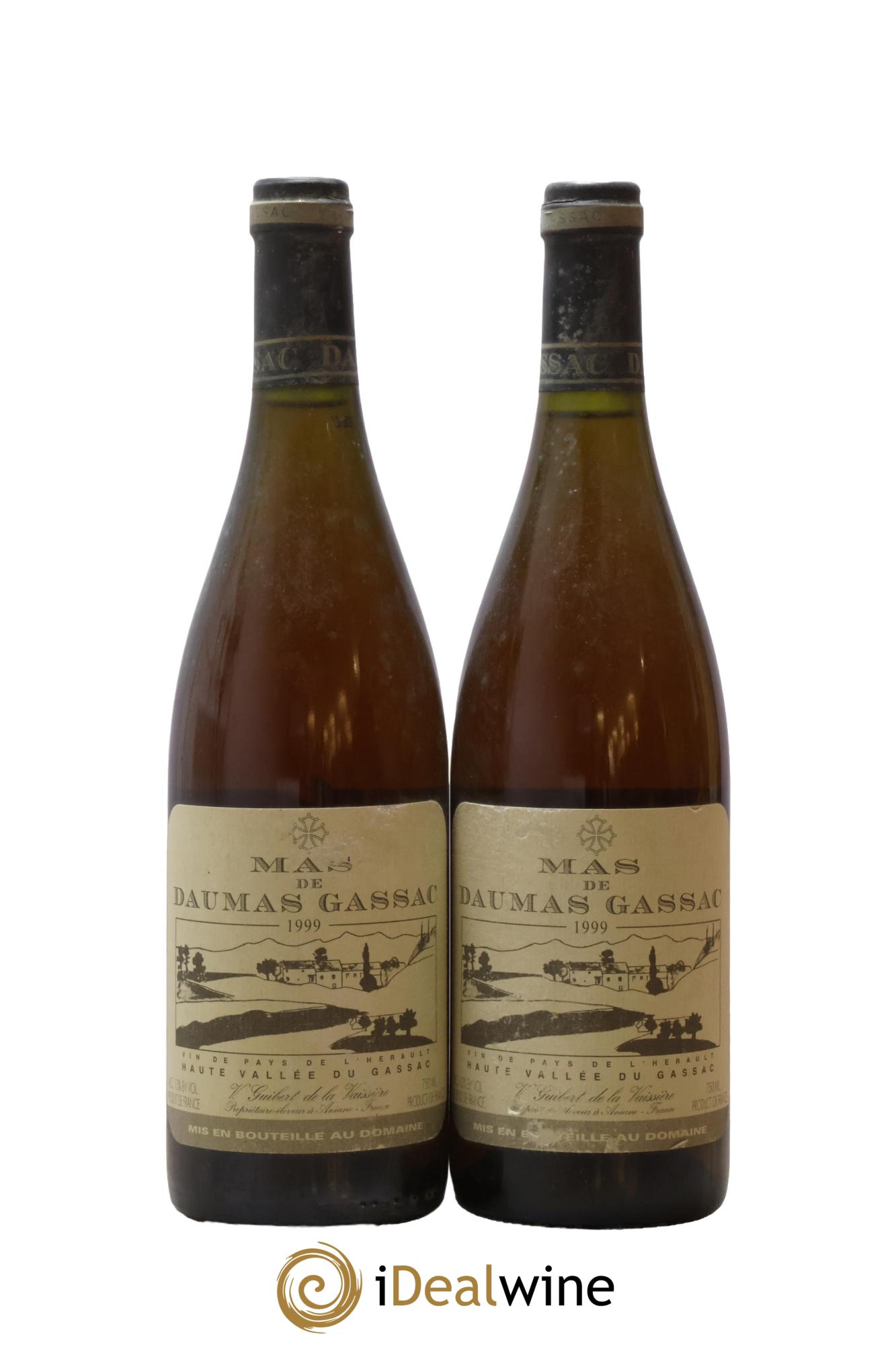 IGP St Guilhem-le-Désert - Cité d'Aniane Mas Daumas Gassac Famille Guibert de La Vaissière 1999 - Lot de 2 bouteilles - 0