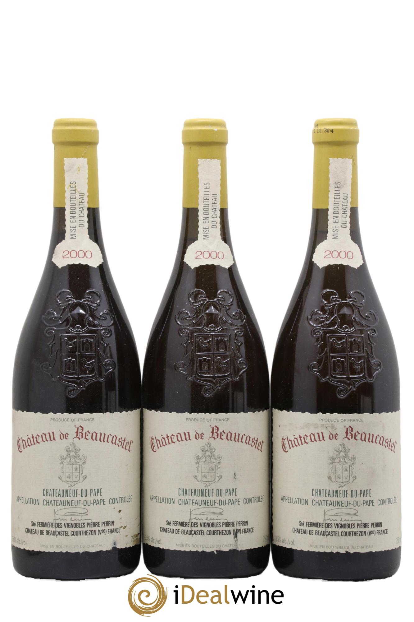 Châteauneuf-du-Pape Château de Beaucastel Famille Perrin 2000 - Posten von 3 Flaschen - 0