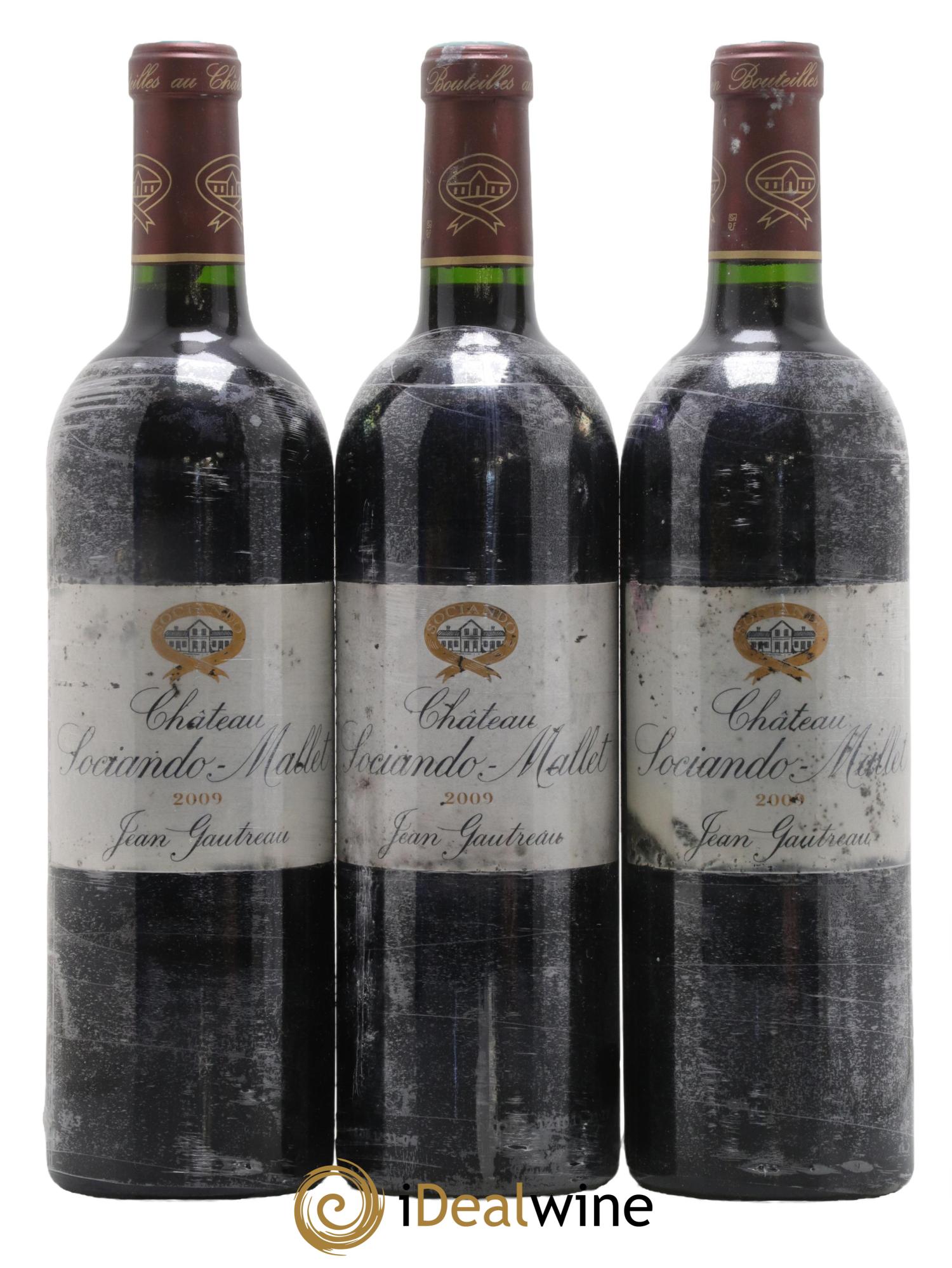 Château Sociando Mallet 2009 - Lotto di 3 bottiglie - 0