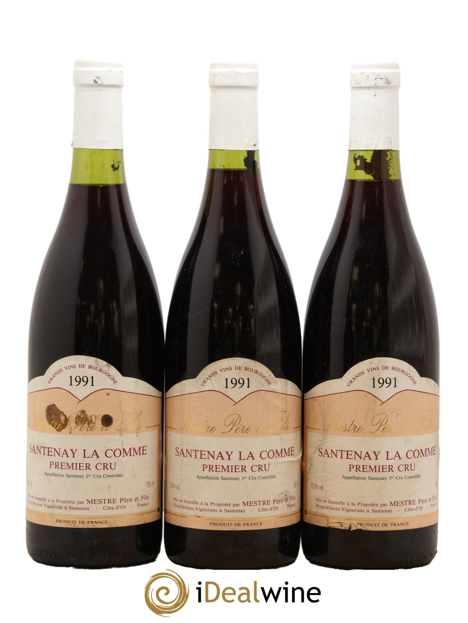 Santenay 1er Cru La Comme Mestre 1991 - Posten von 3 Flaschen - 0