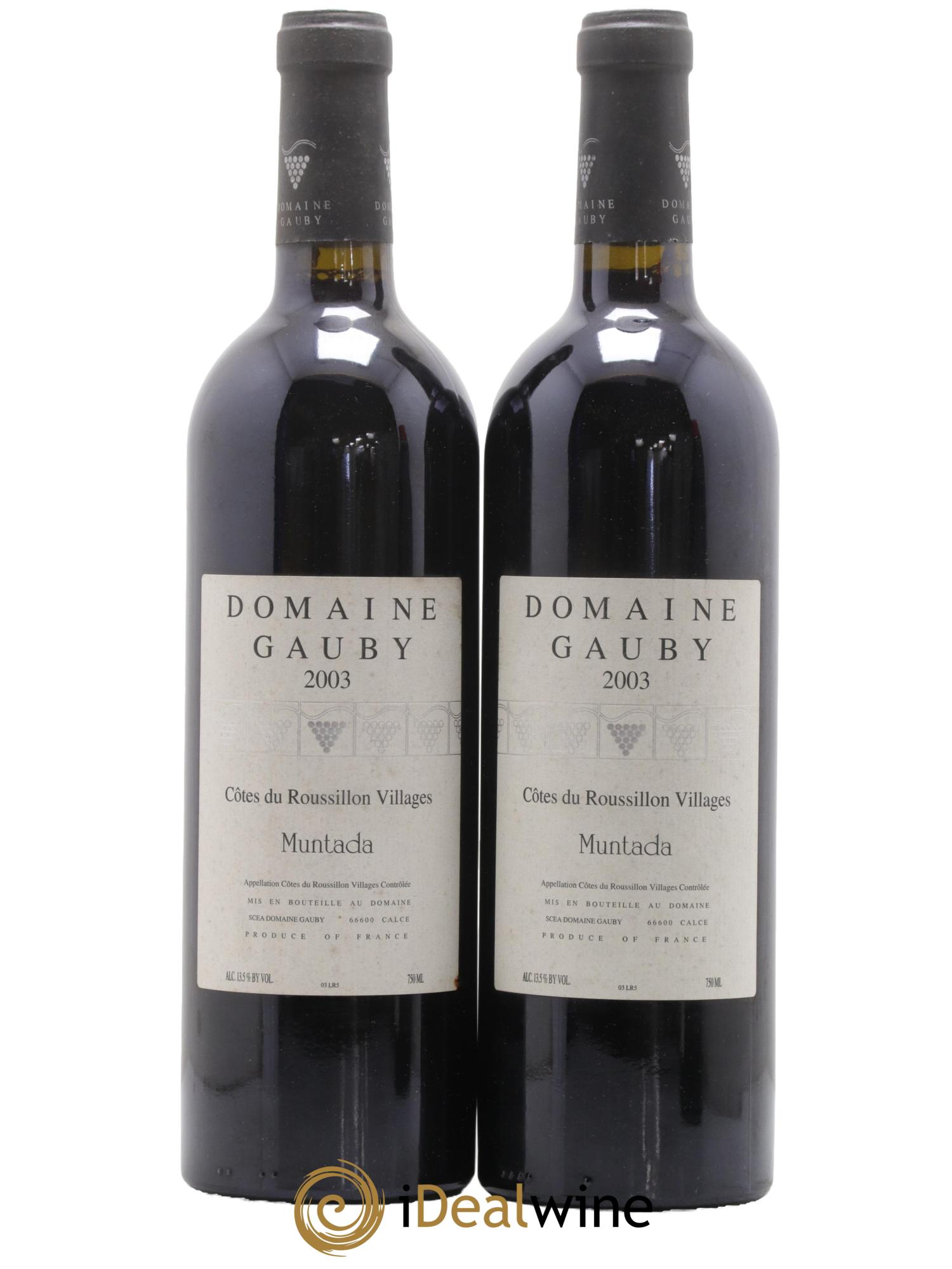 Côtes Catalanes (anciennement Côtes du Roussillon Villages) La Muntada Gauby (Domaine) 2003 - Lot of 2 bottles - 0