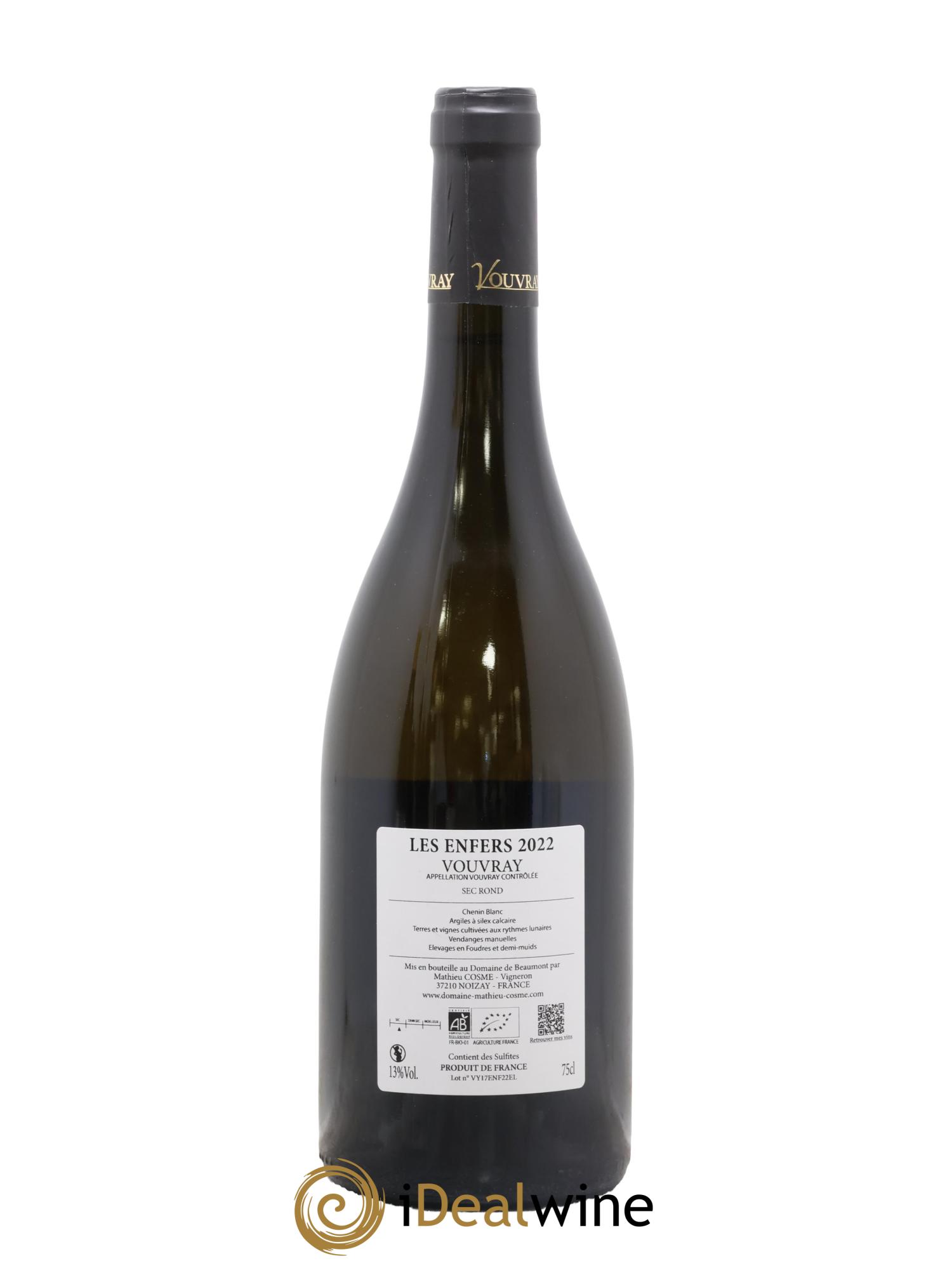 Vouvray Les Enfers Mathieu Cosme 2022 - Lot of 1 bottle - 1