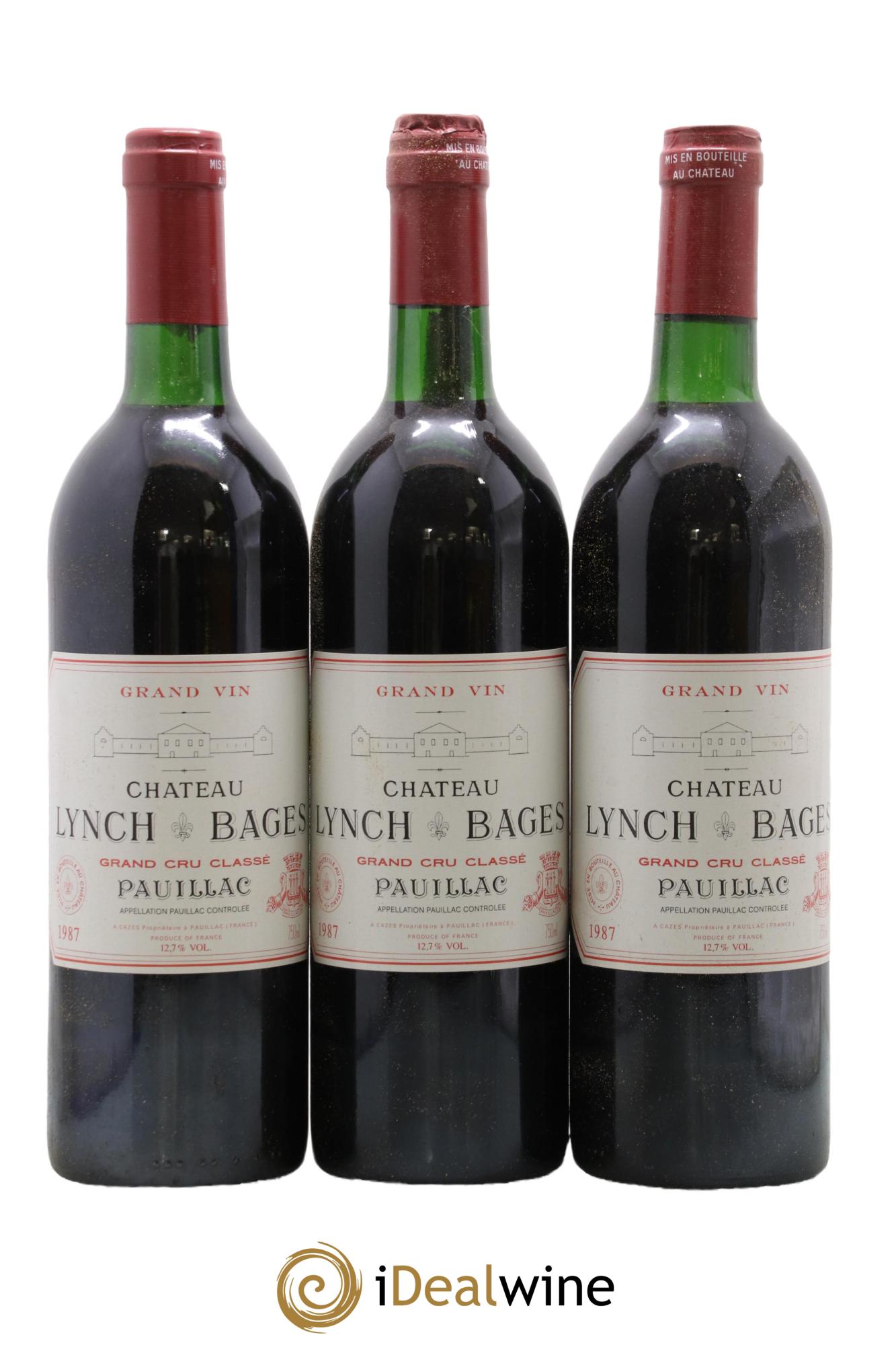 Château Lynch Bages 5ème Grand Cru Classé 1987 - Lot de 3 bouteilles - 0