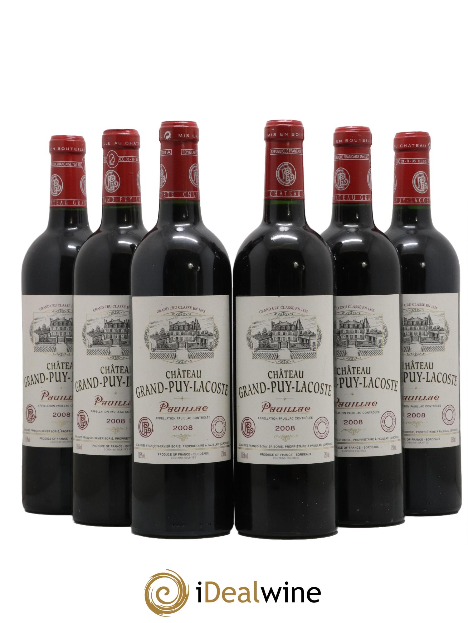 Château Grand Puy Lacoste 5ème Grand Cru Classé 2008 - Lot de 6 bouteilles - 0