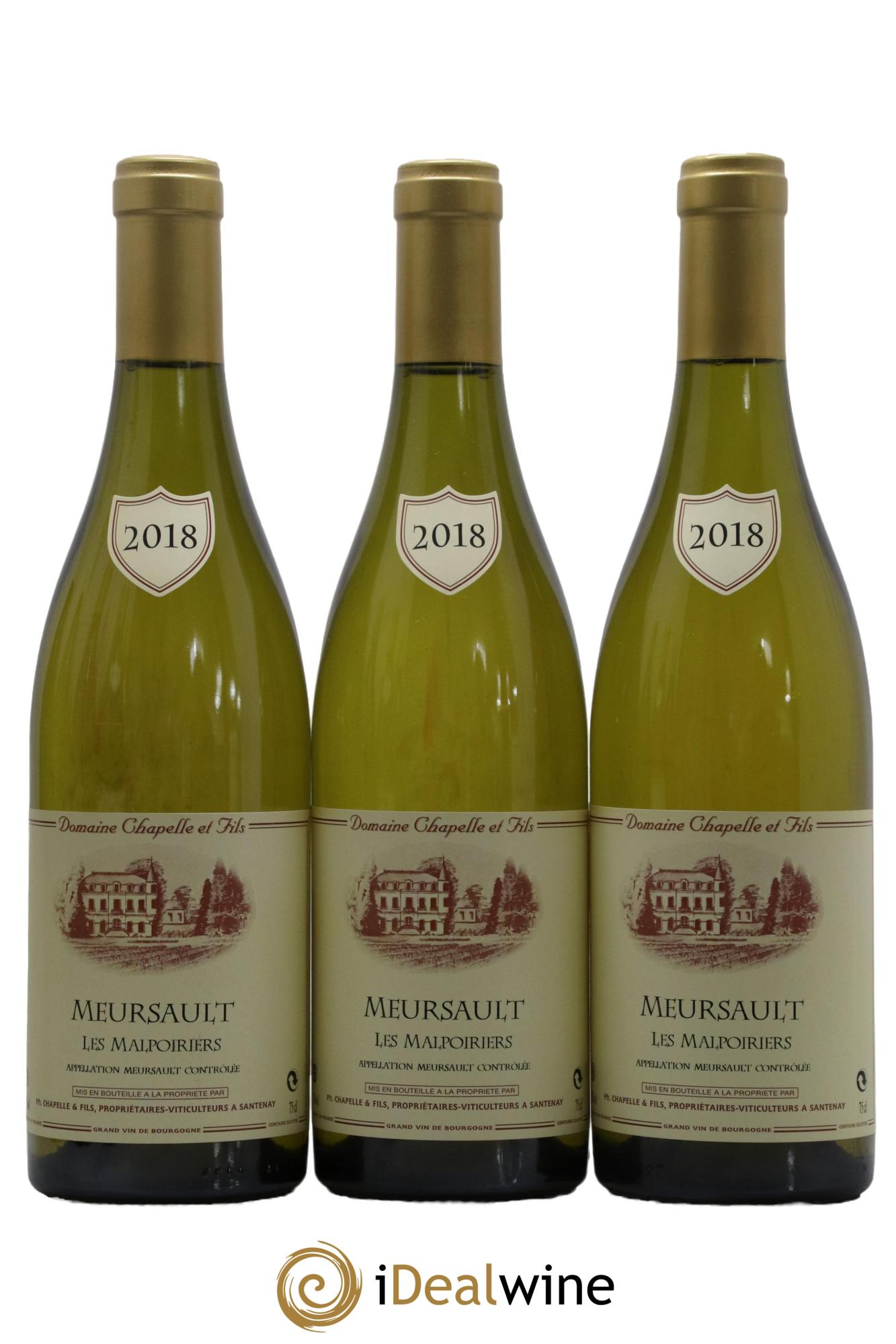 Meursault Les Malpoiriers Domaine Chapelle 2018 - Lot de 3 bouteilles - 0